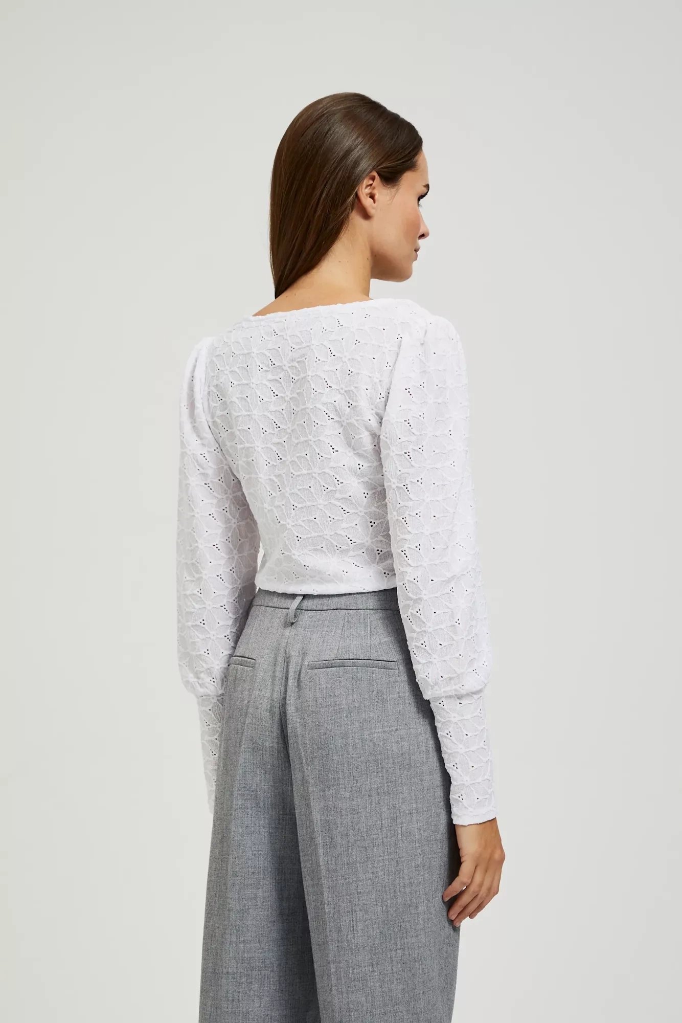 Openwork blouse with a V-neck