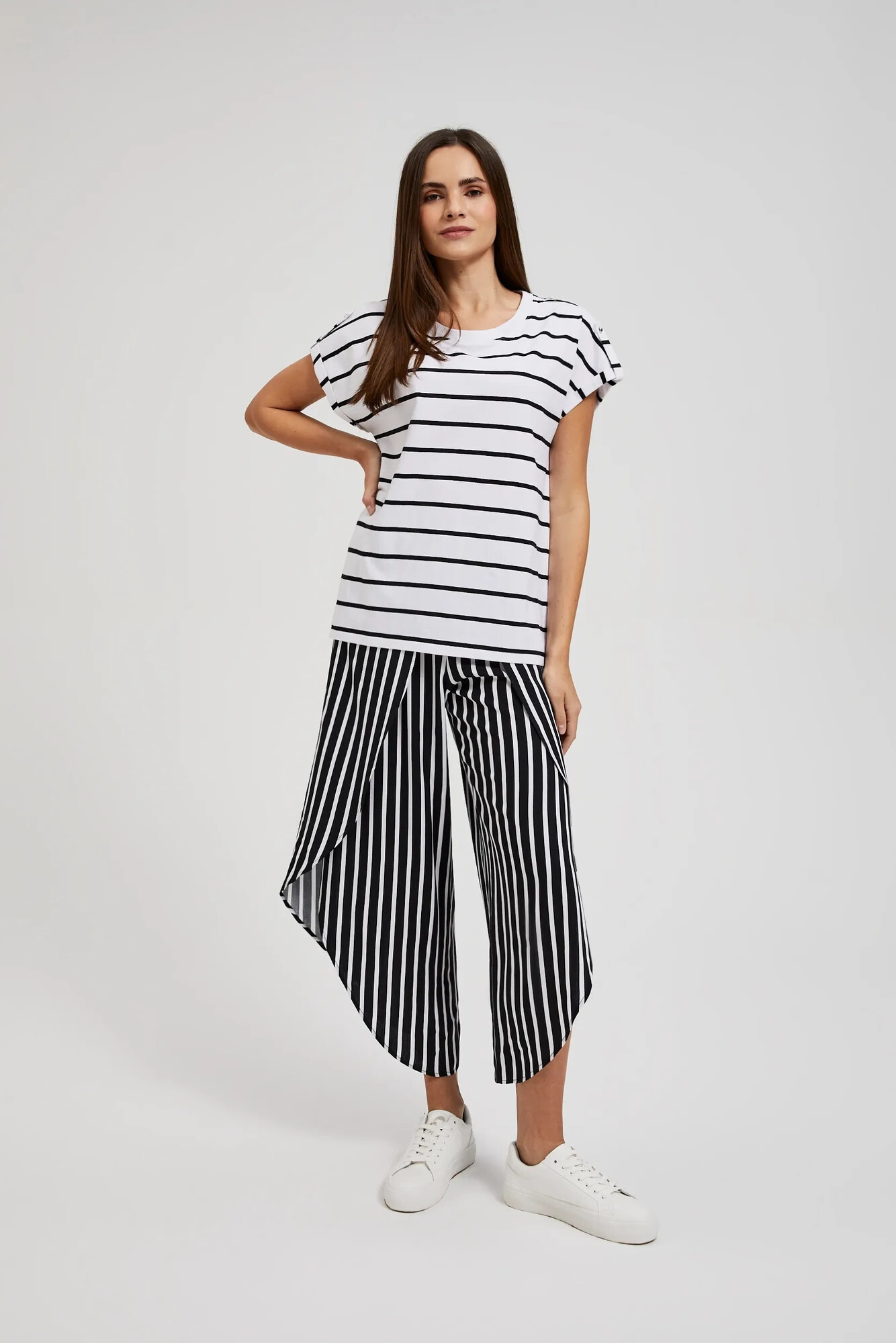 Women's striped T-shirt MOODO - white