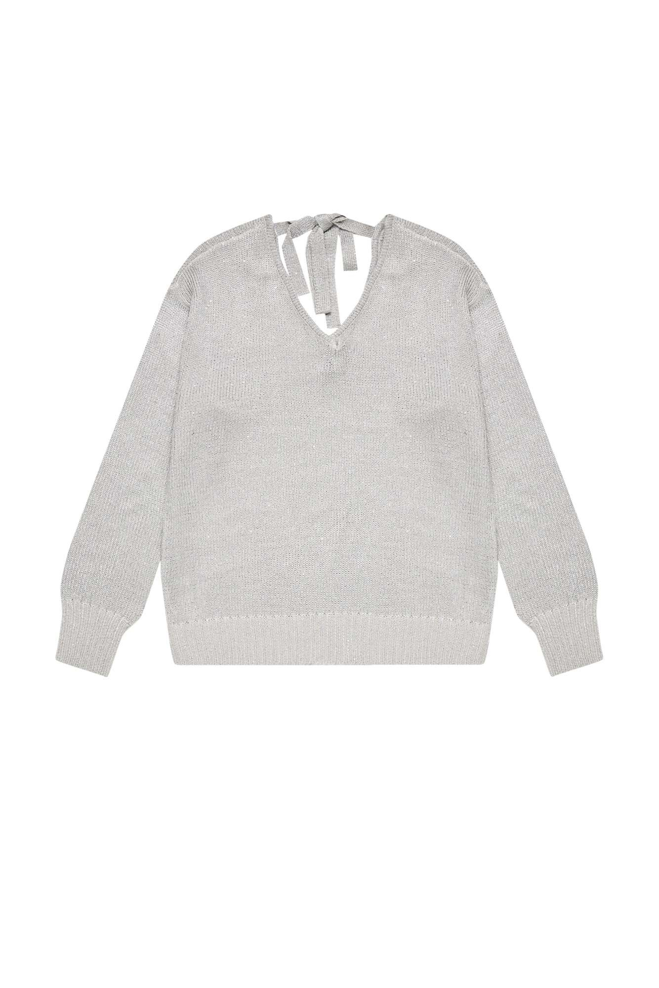 Sweater with a neckline on the back