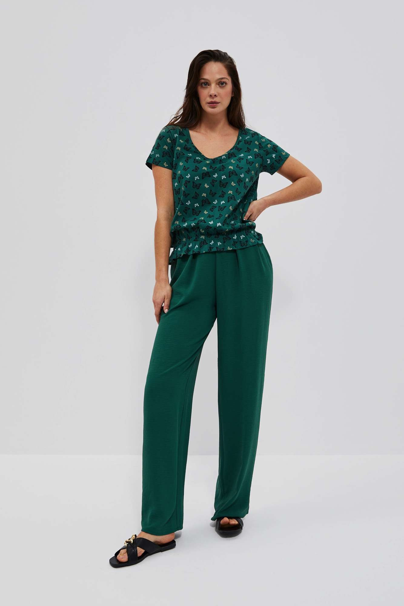 WOMEN'S T-SHIRT L-TS-4054 PALM LEAF