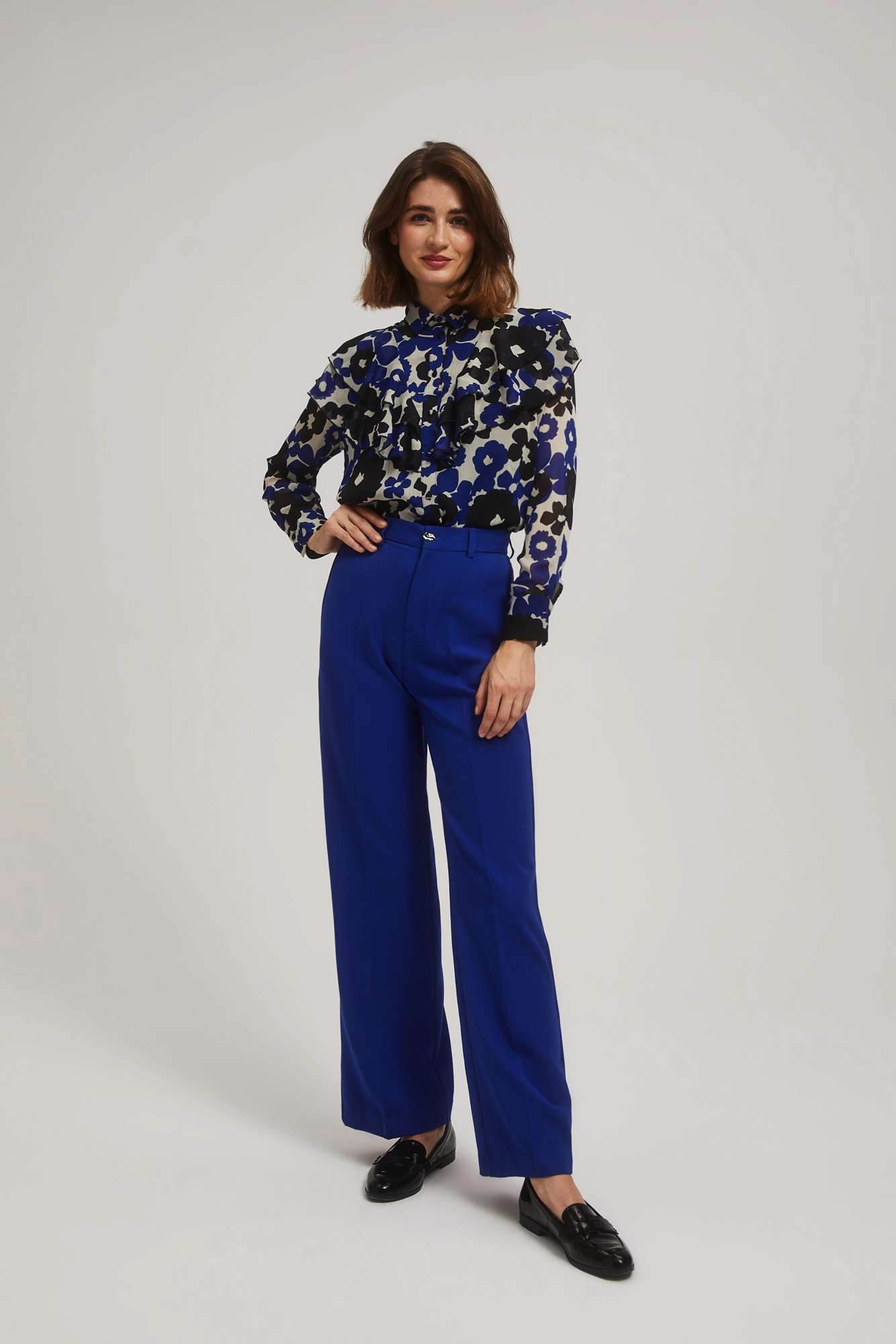 Patterned shirt with frills