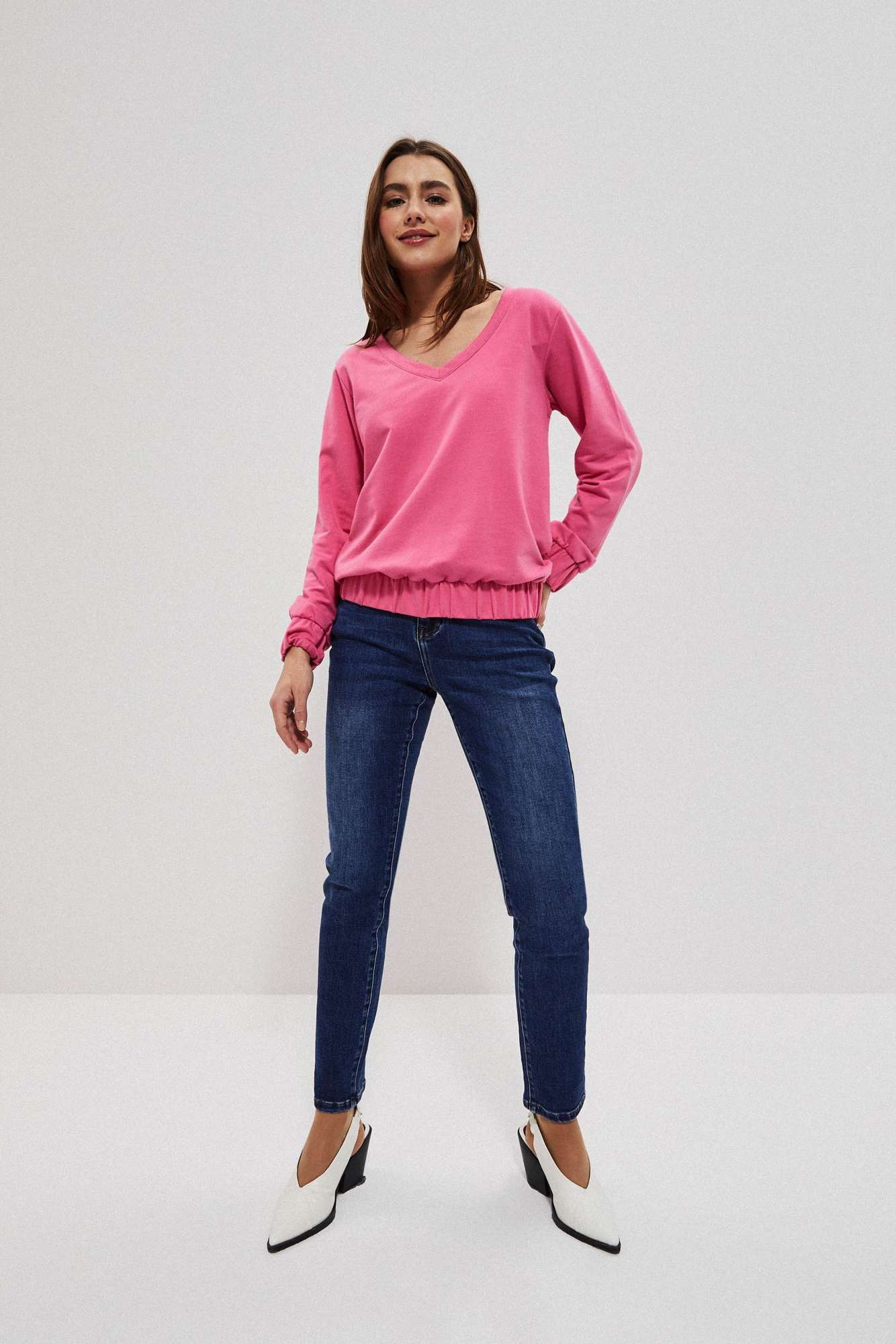 V-neck sweatshirt - pink