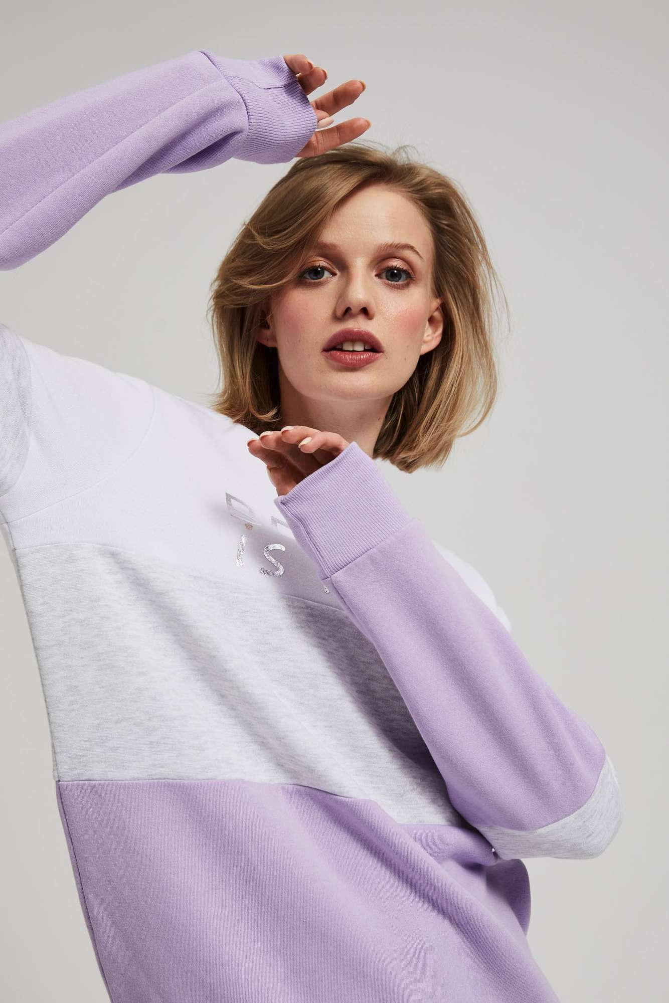 Marisse Lavender Printed Sweatshirt