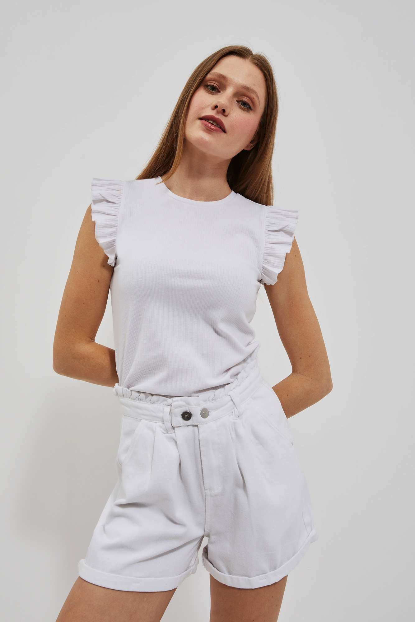 WOMEN&#039;S SHORTS L-SH-4002 WHITE