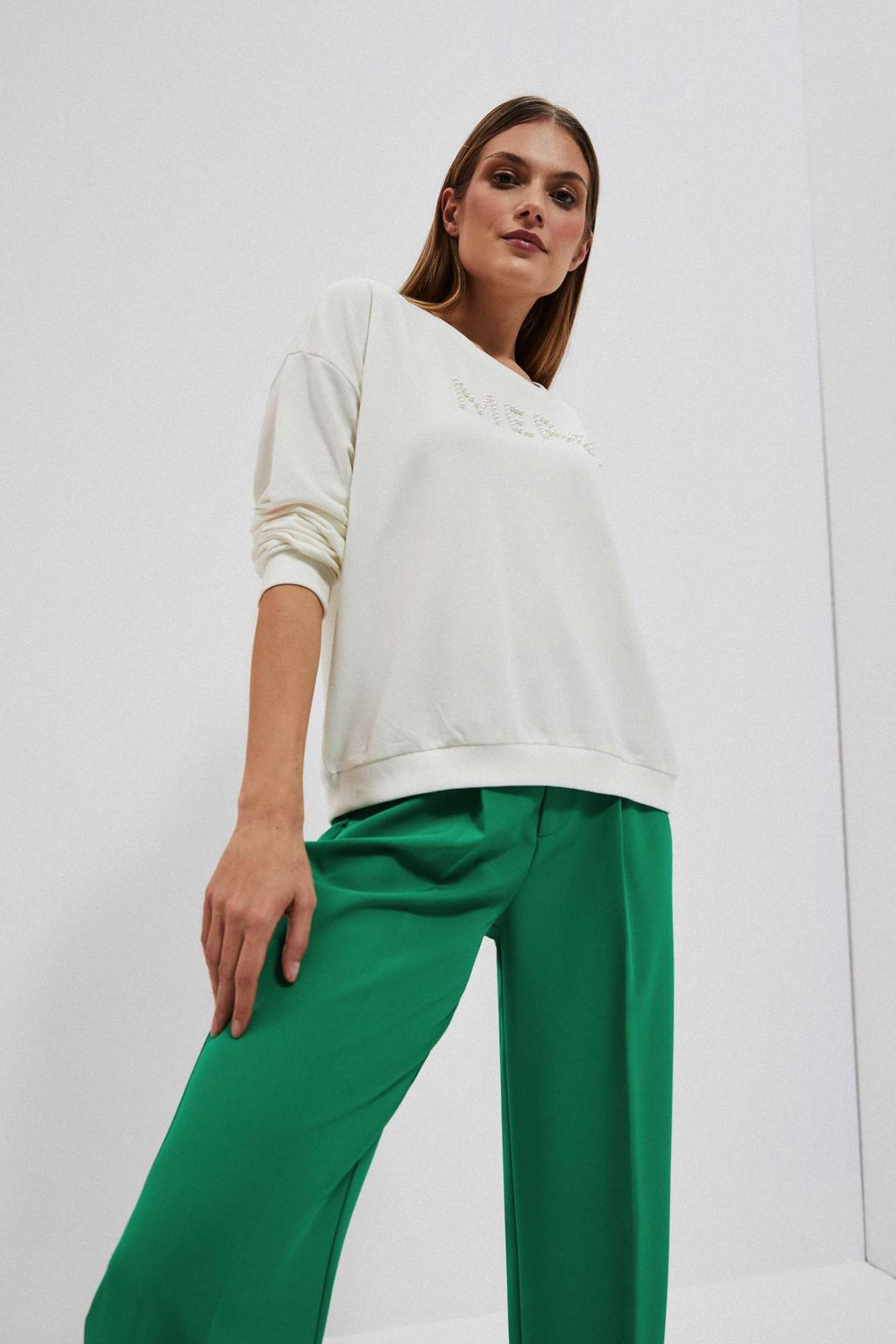 Marisse Women's Sweatshirt L-Bl-4007 Off White
