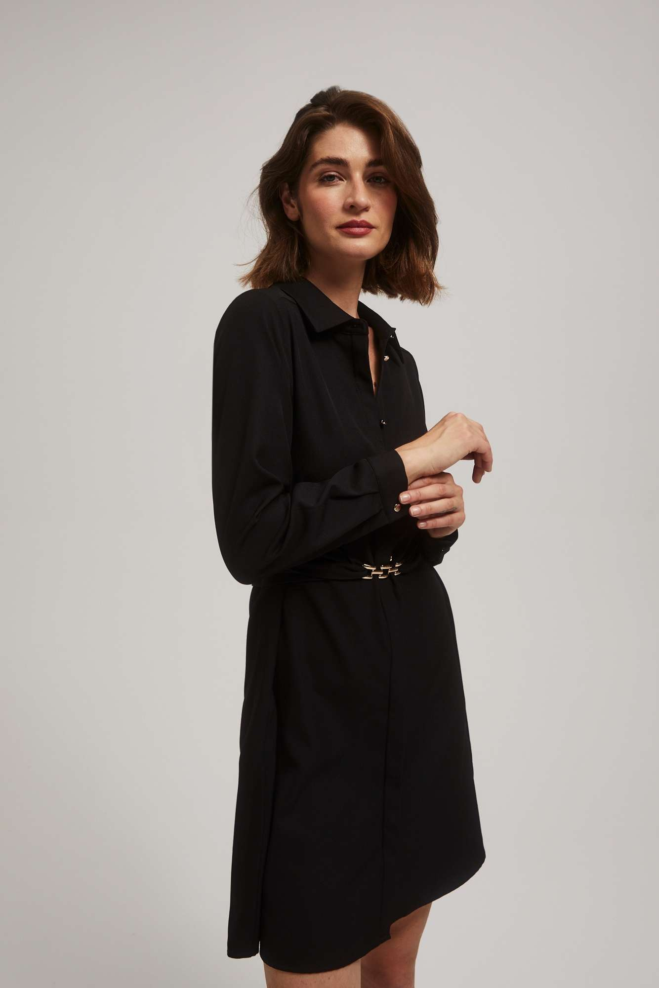 Shirt dress with belt