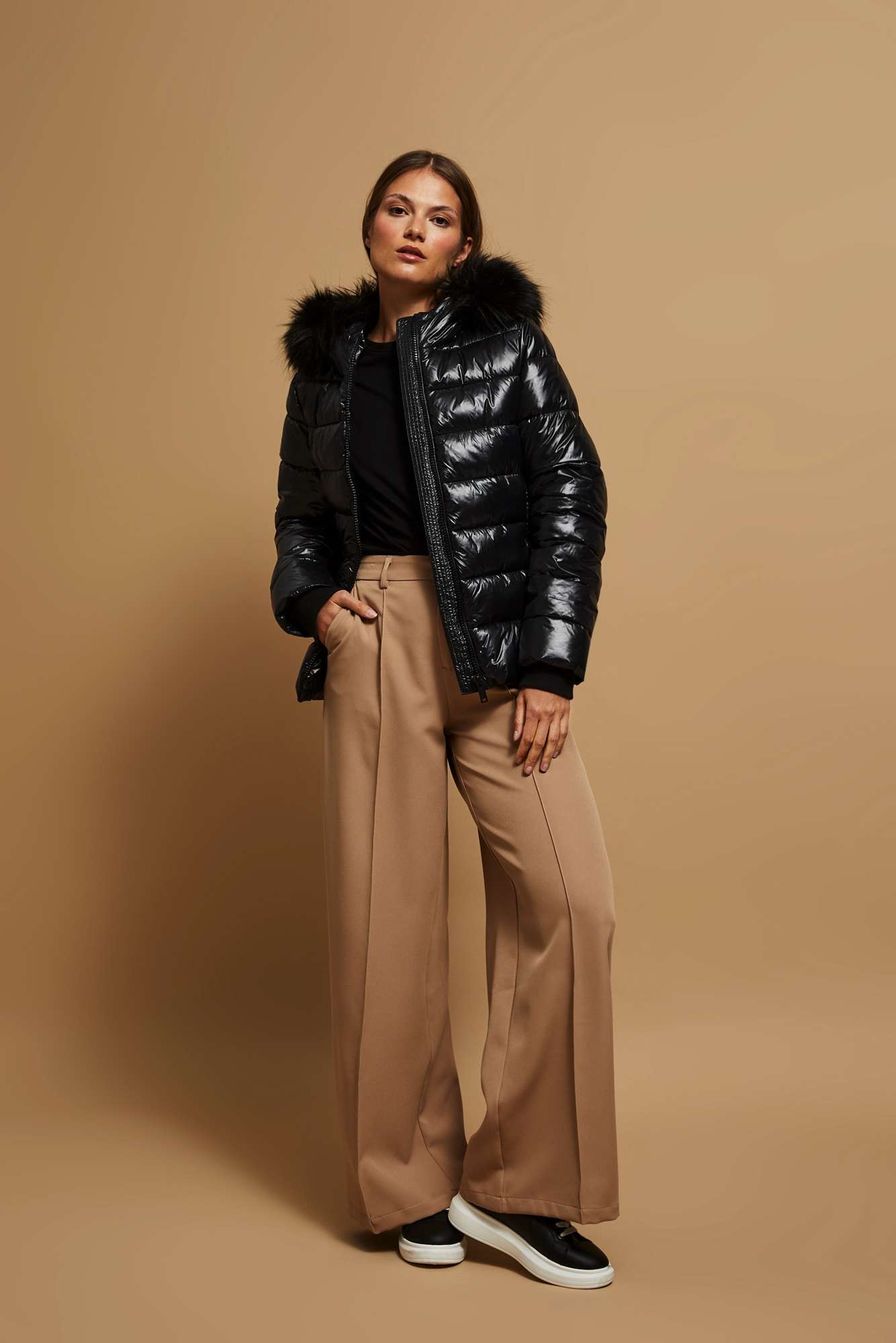 Marisse Quilted Jacket With A Fur Hood