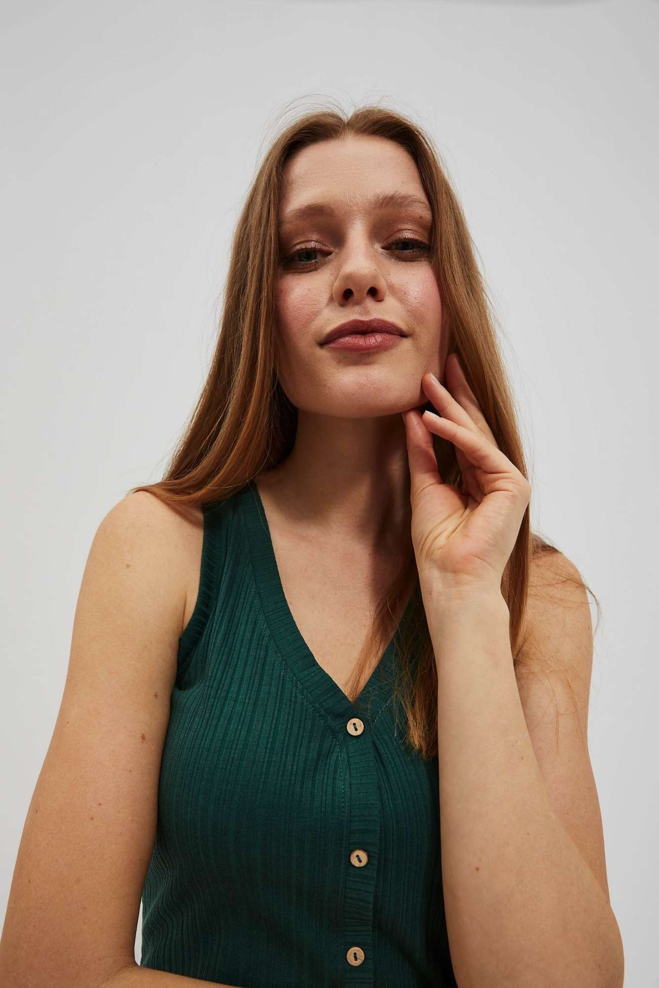 WOMEN'S TOP L-TS-4070 PALM LEAF