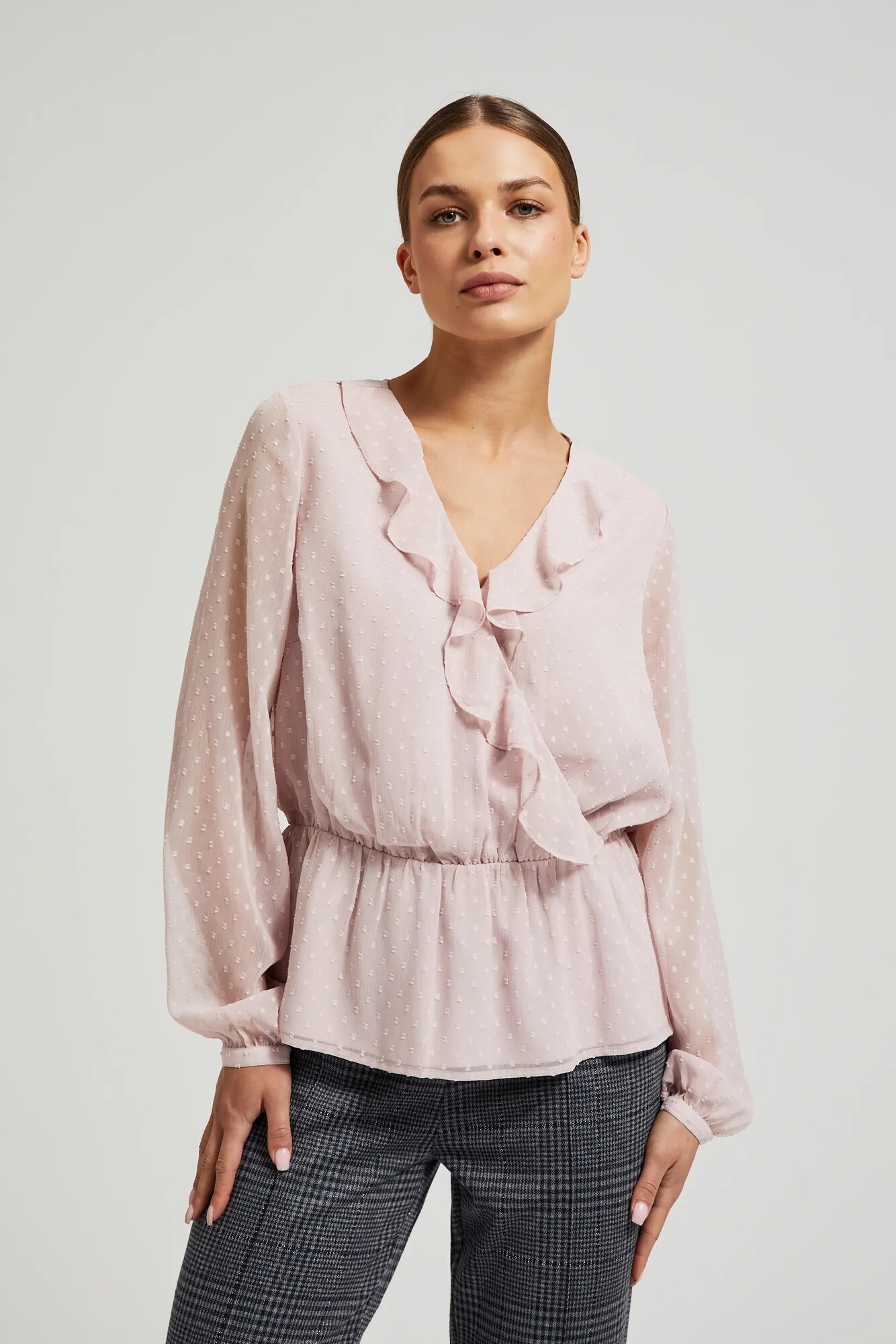 Women's Shirt With Ruffles MOODO - Pink