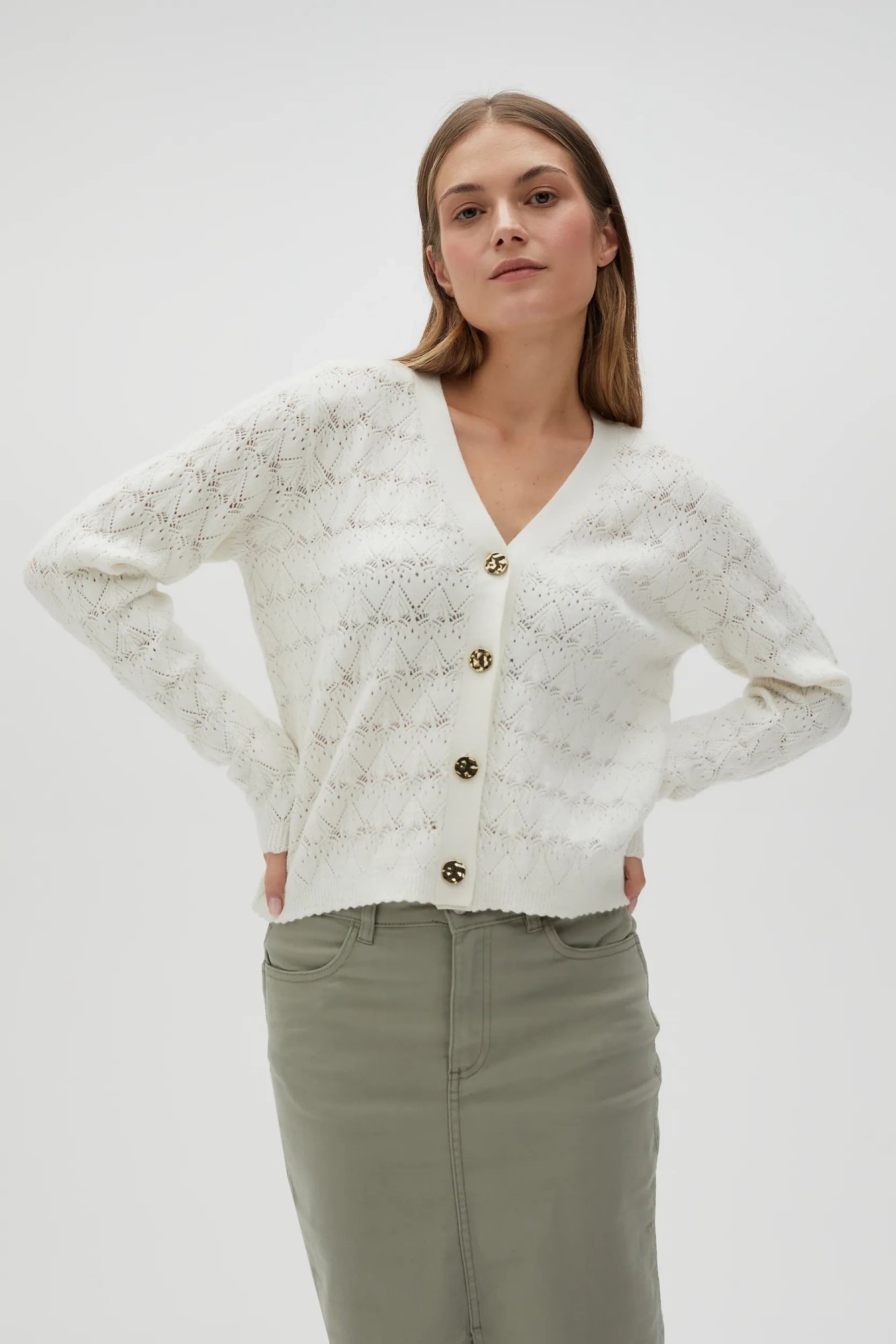 Marisse Womens Sweater L-Sw-4604 Off White