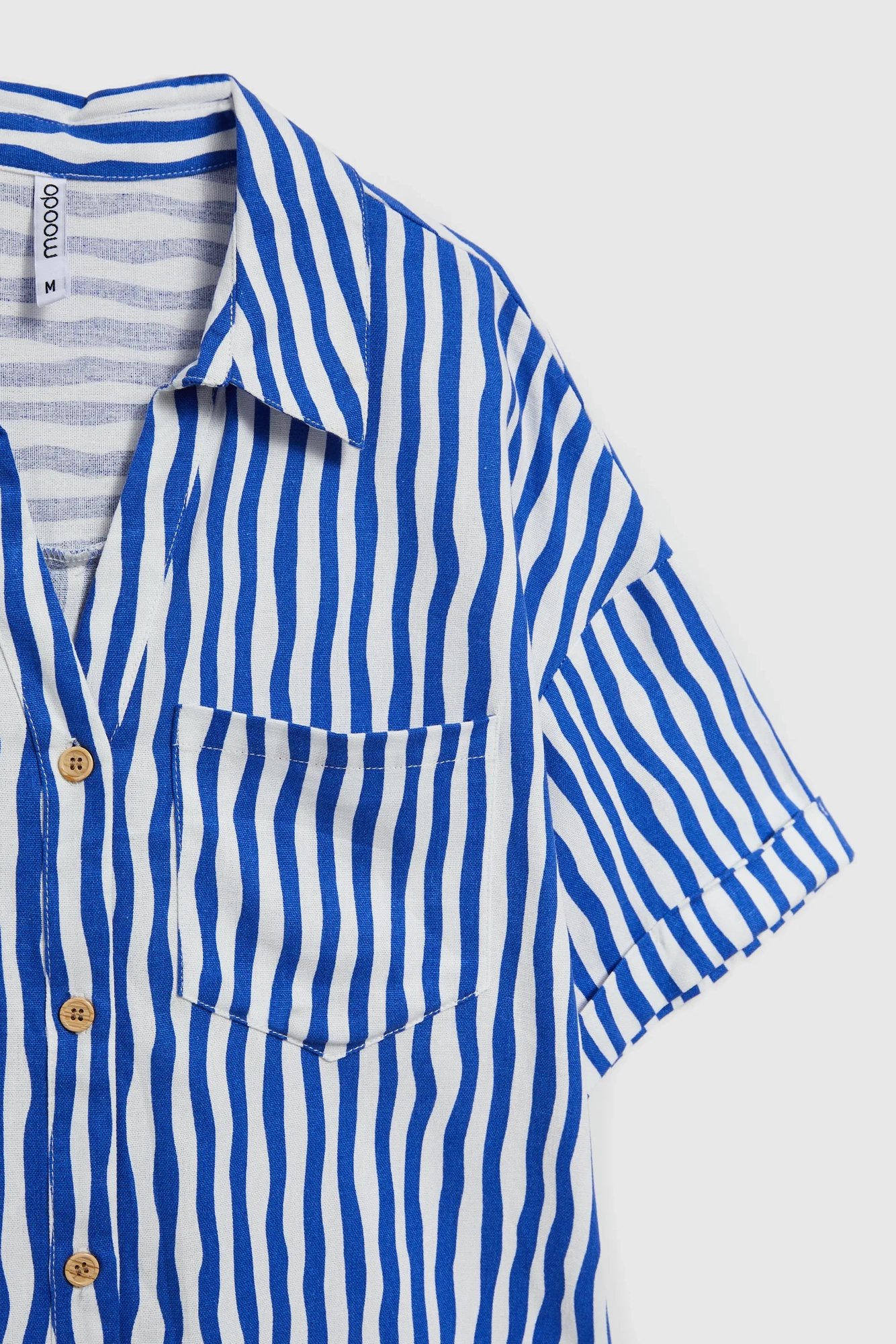 Women's striped shirt with pocket MOODO - navy blue
