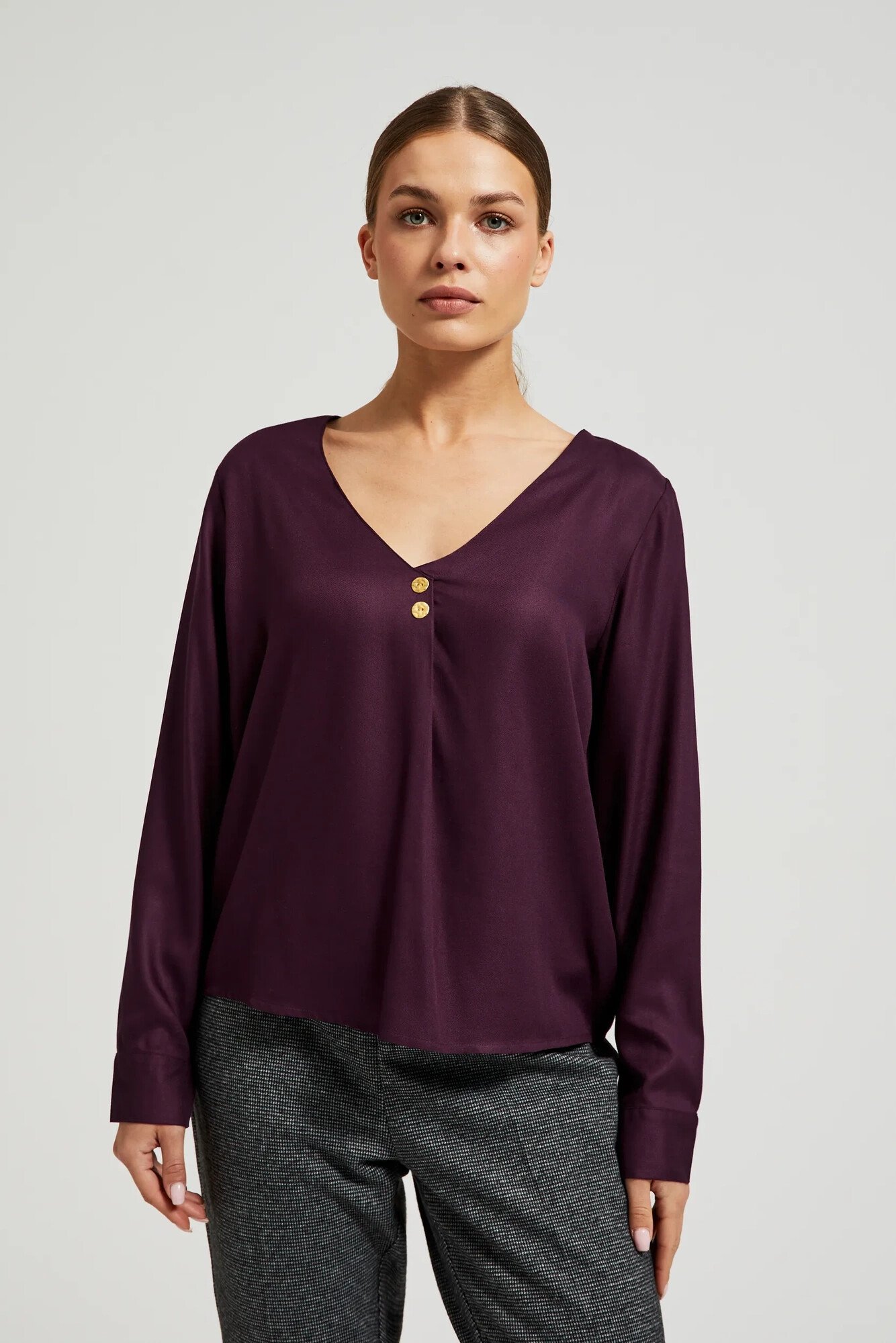 Women's Shirt With Neckline MOODO - Purple