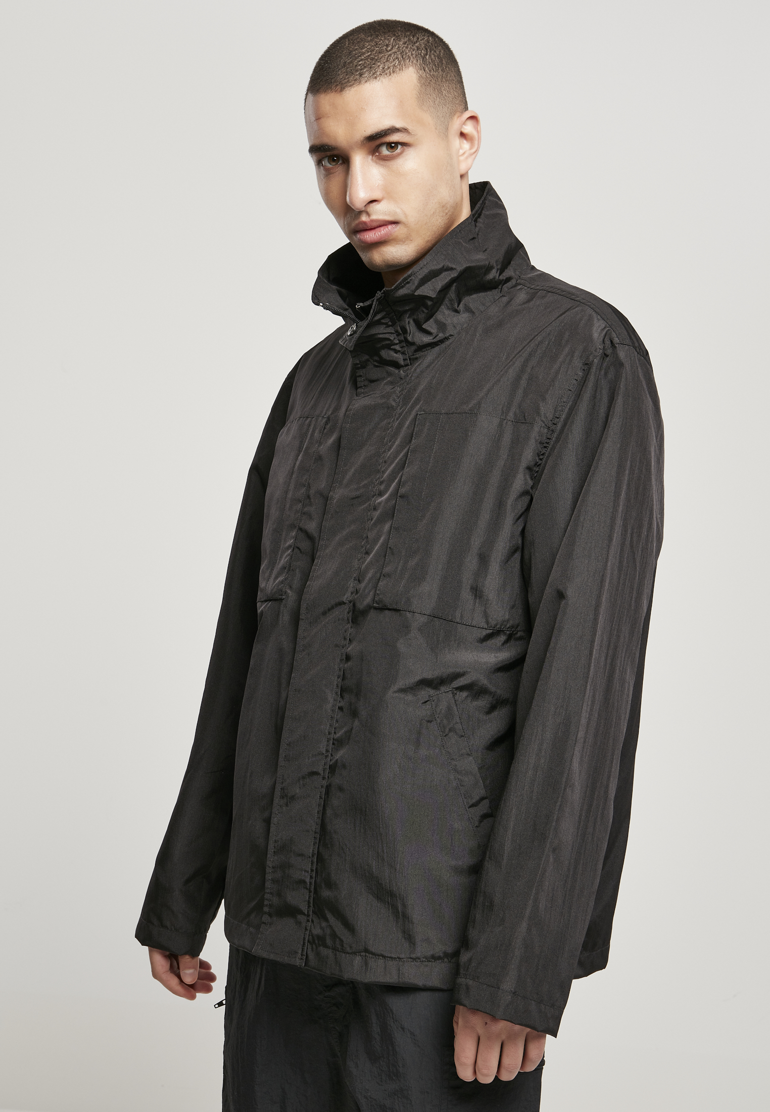 Double Pocket Nylon Crepe Jacheta negru