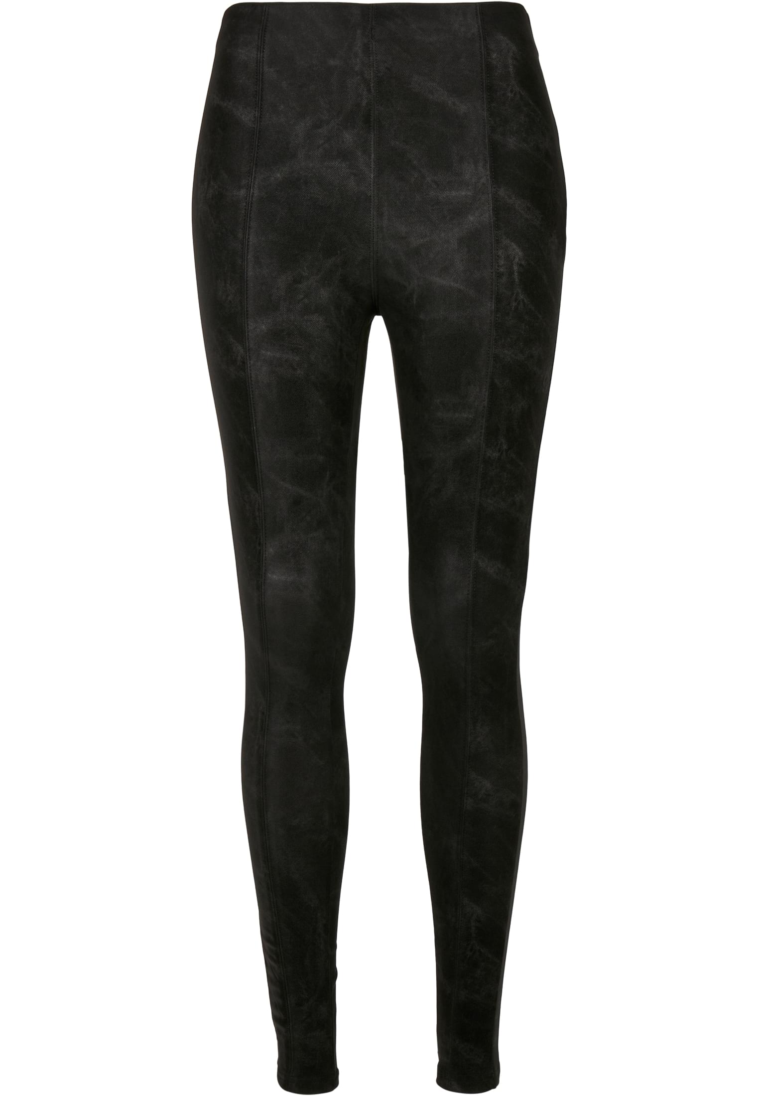 Women's Washed Trousers Made Of Artificial Leather Black