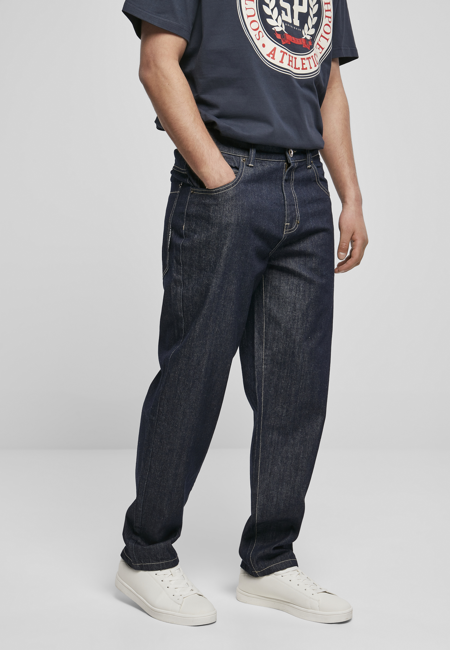Men&#039;s 3D Embroidery Jeans Navy Blue