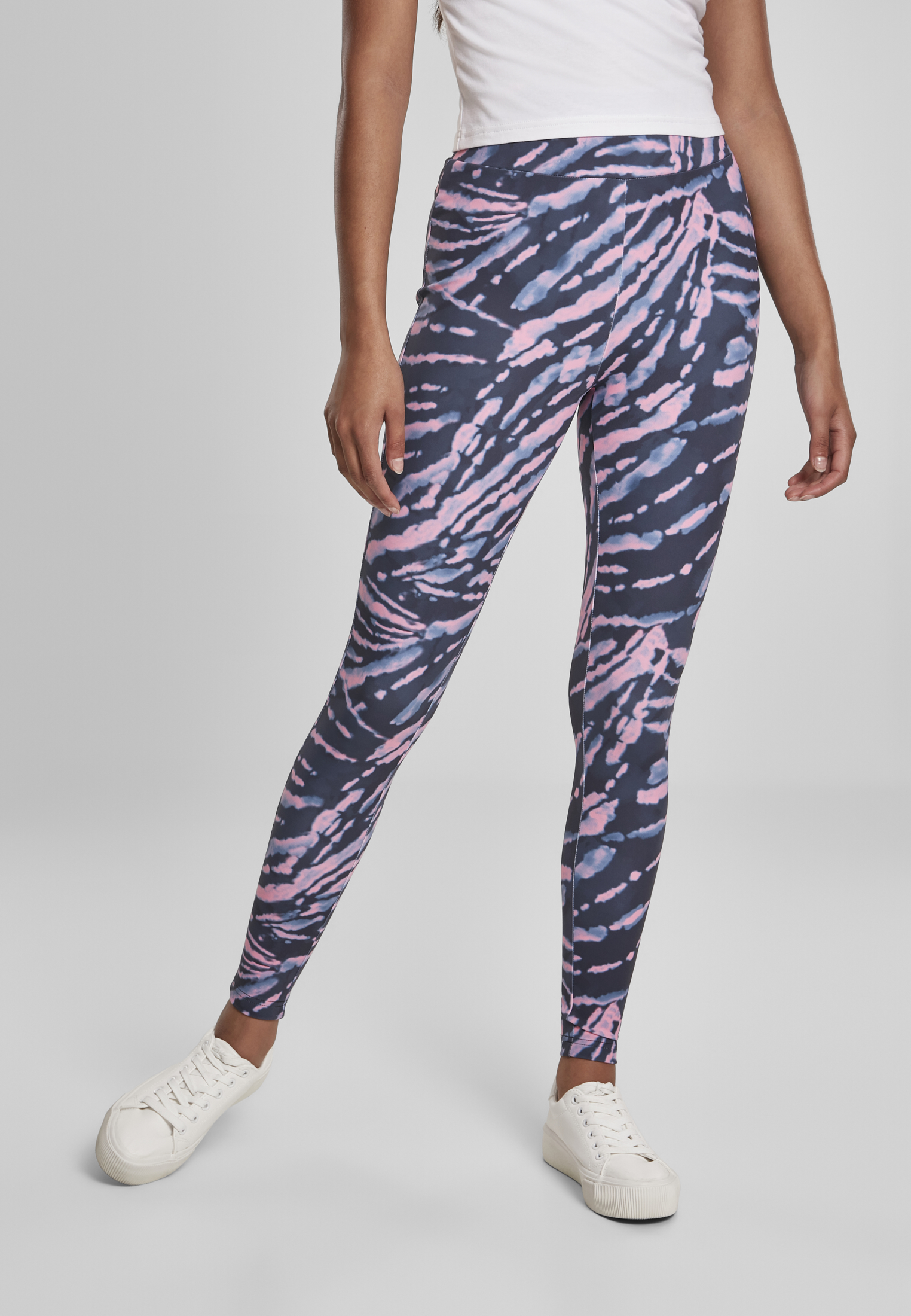 Womens High Waist Leggings Dye Dye Darkshadow/Pink