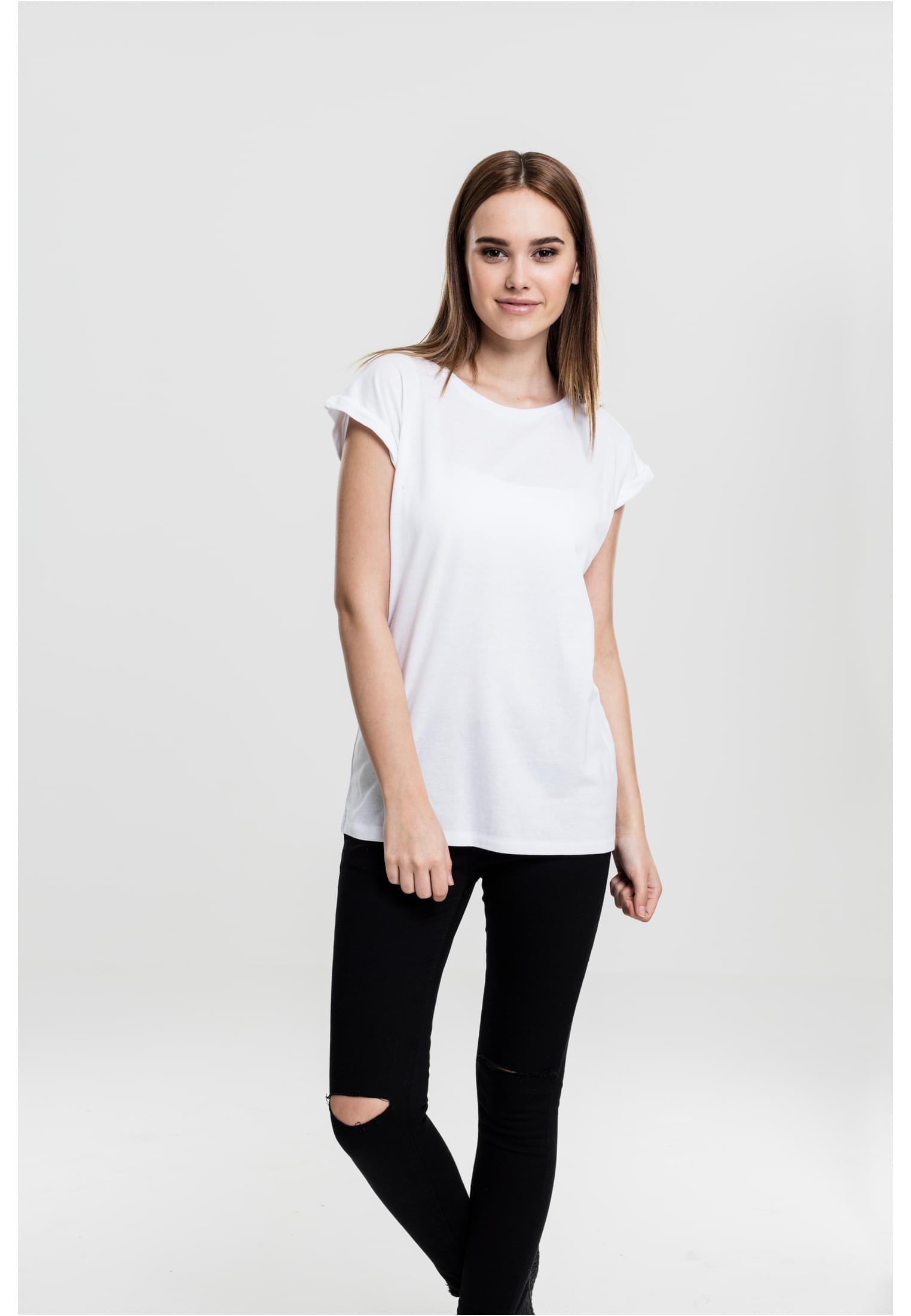 Women's T-shirt With Extended Shoulder White