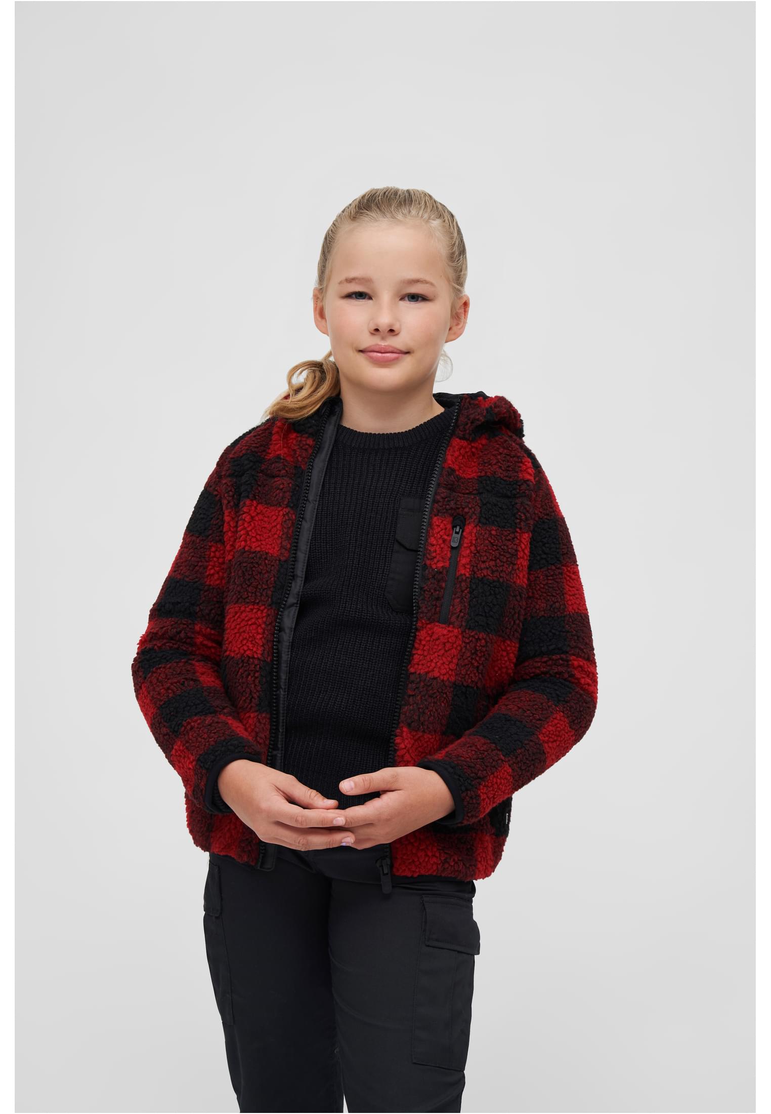 Children&#039;s Teddyfleecejacket Hood Red/Black