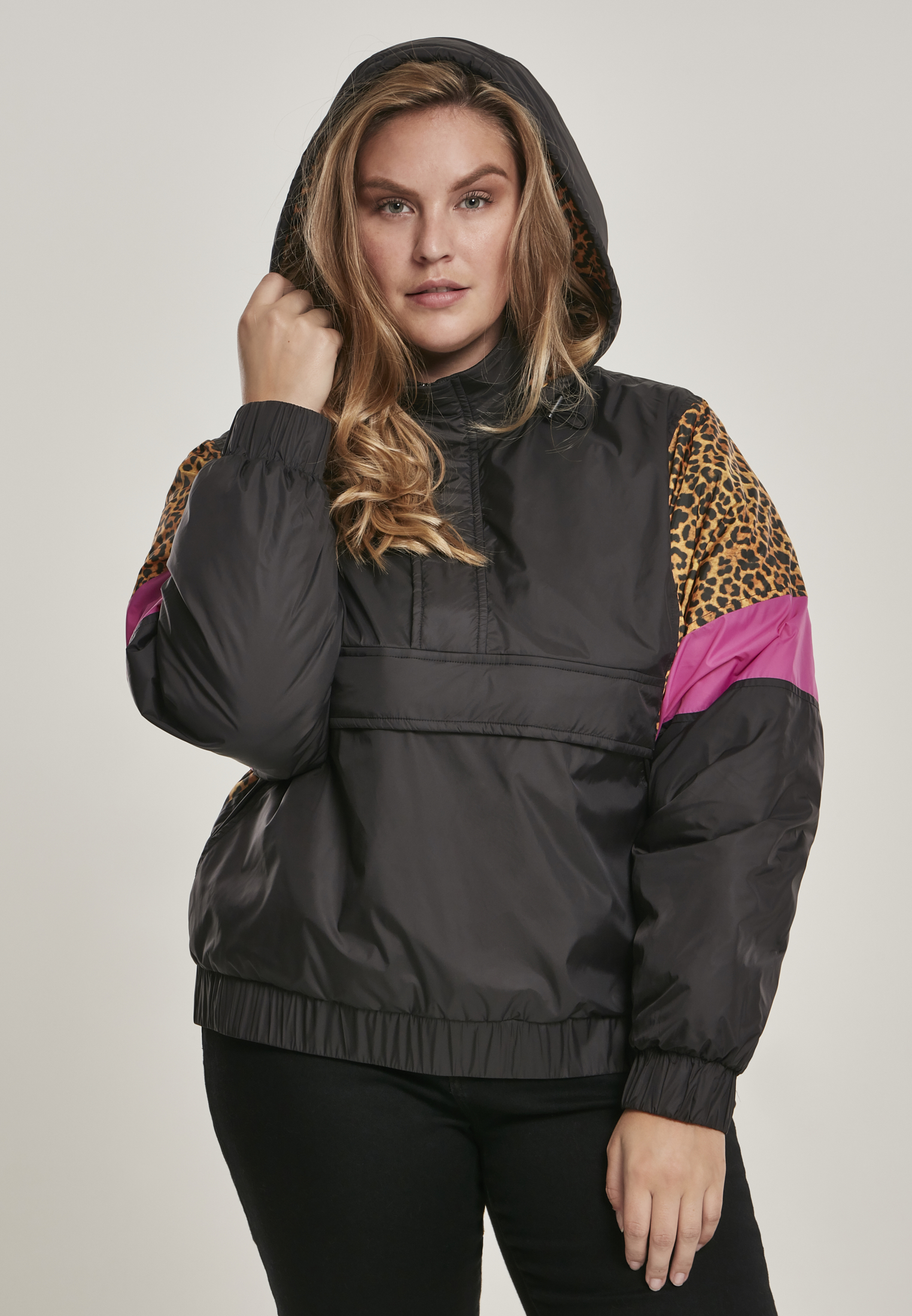 Women's jacket AOP Mixed Pull Over Black/leo