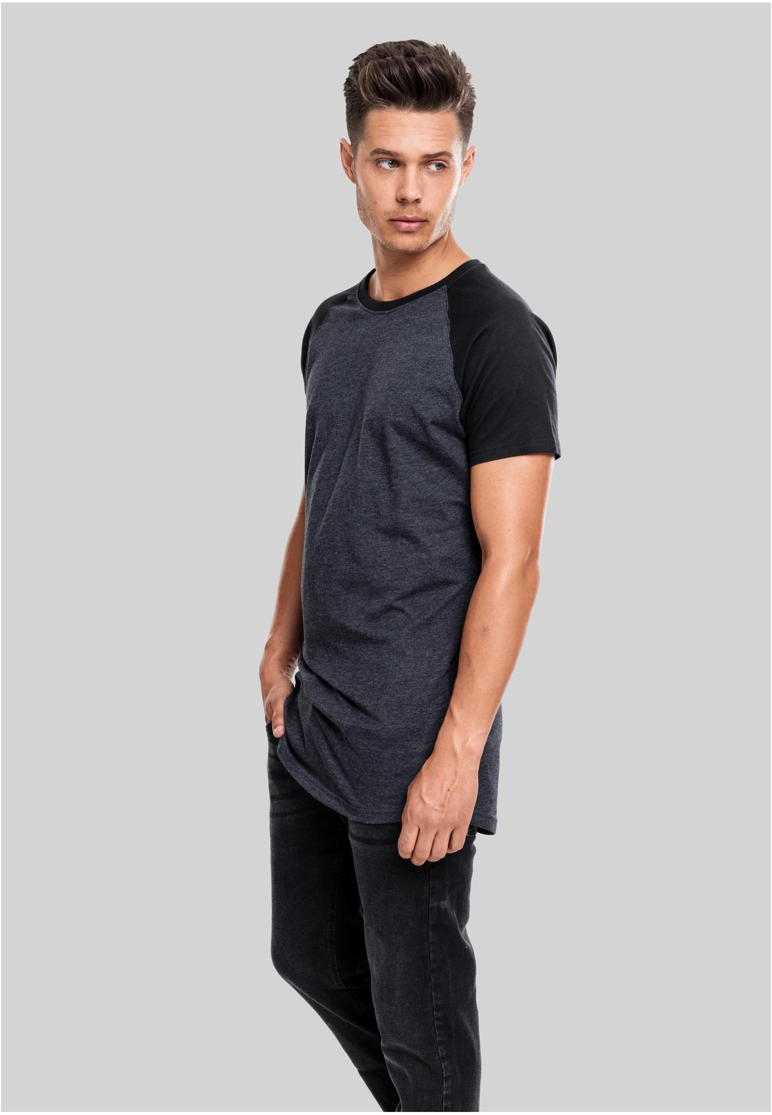 Shaped Raglan Long Tee cha/blk