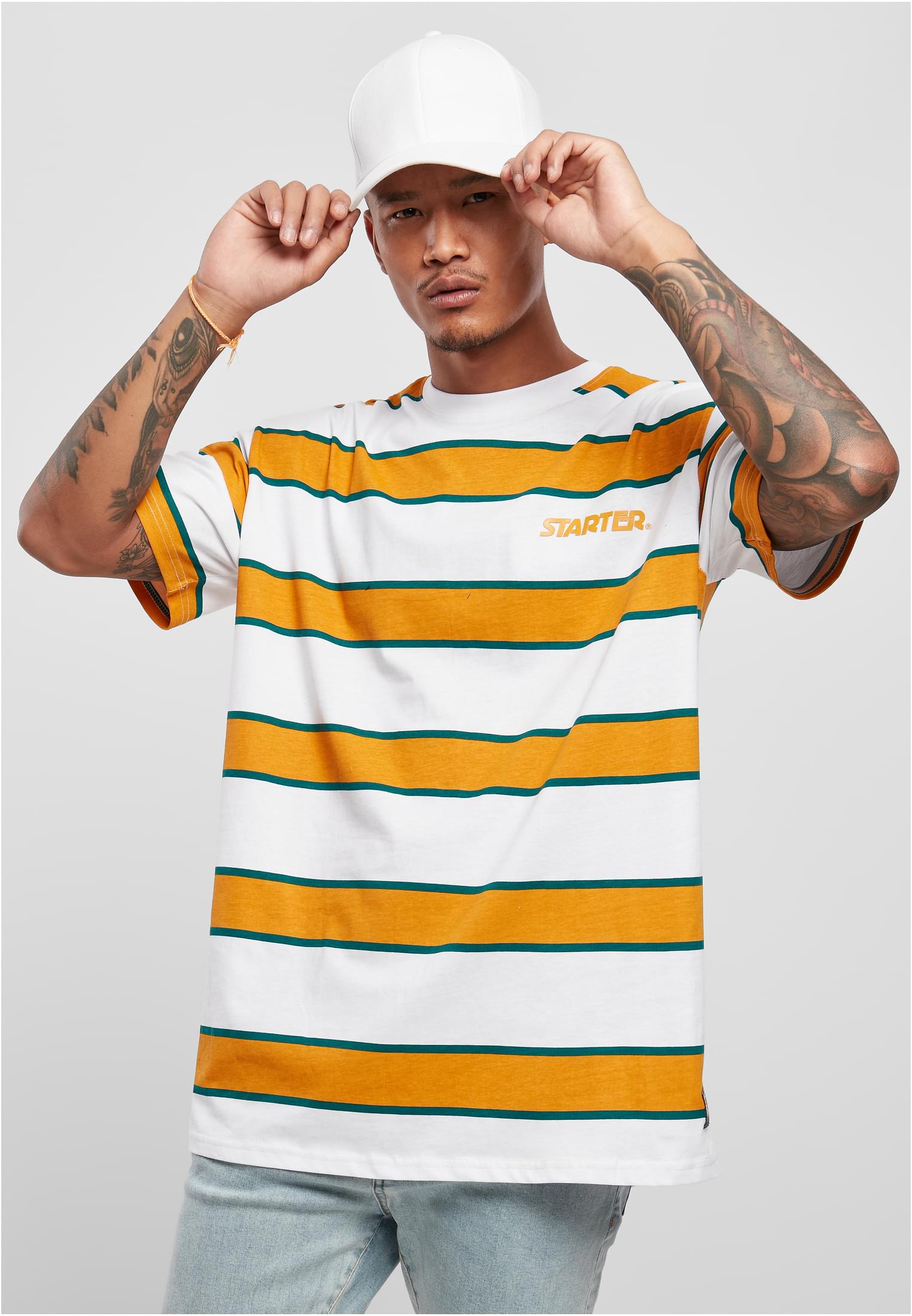 Starter Logo Striped Tee bílá/žlutá