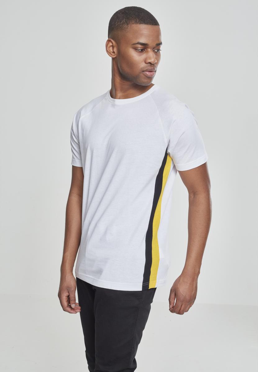 Men's T-shirt Raglan With Side Stripe White/black/yellow