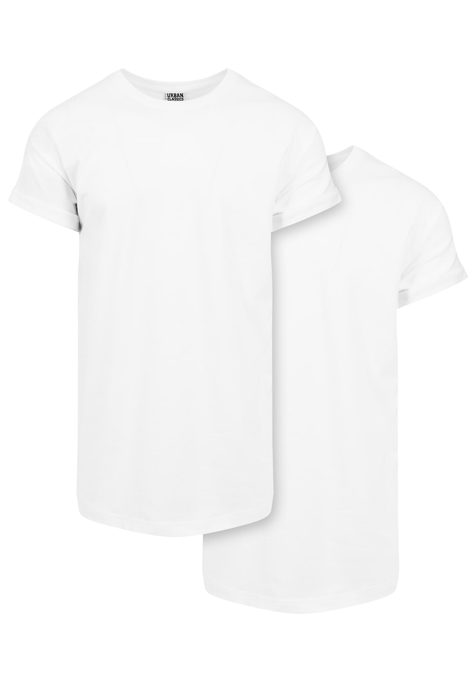 Men's T-shirts Pre-Pack Long Shaped Turnup 2-Pack White