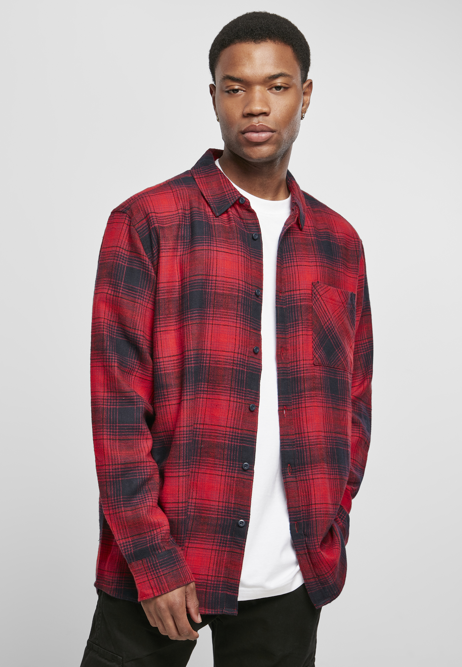 Oversized Plaid Grunge Shirt Black/Red