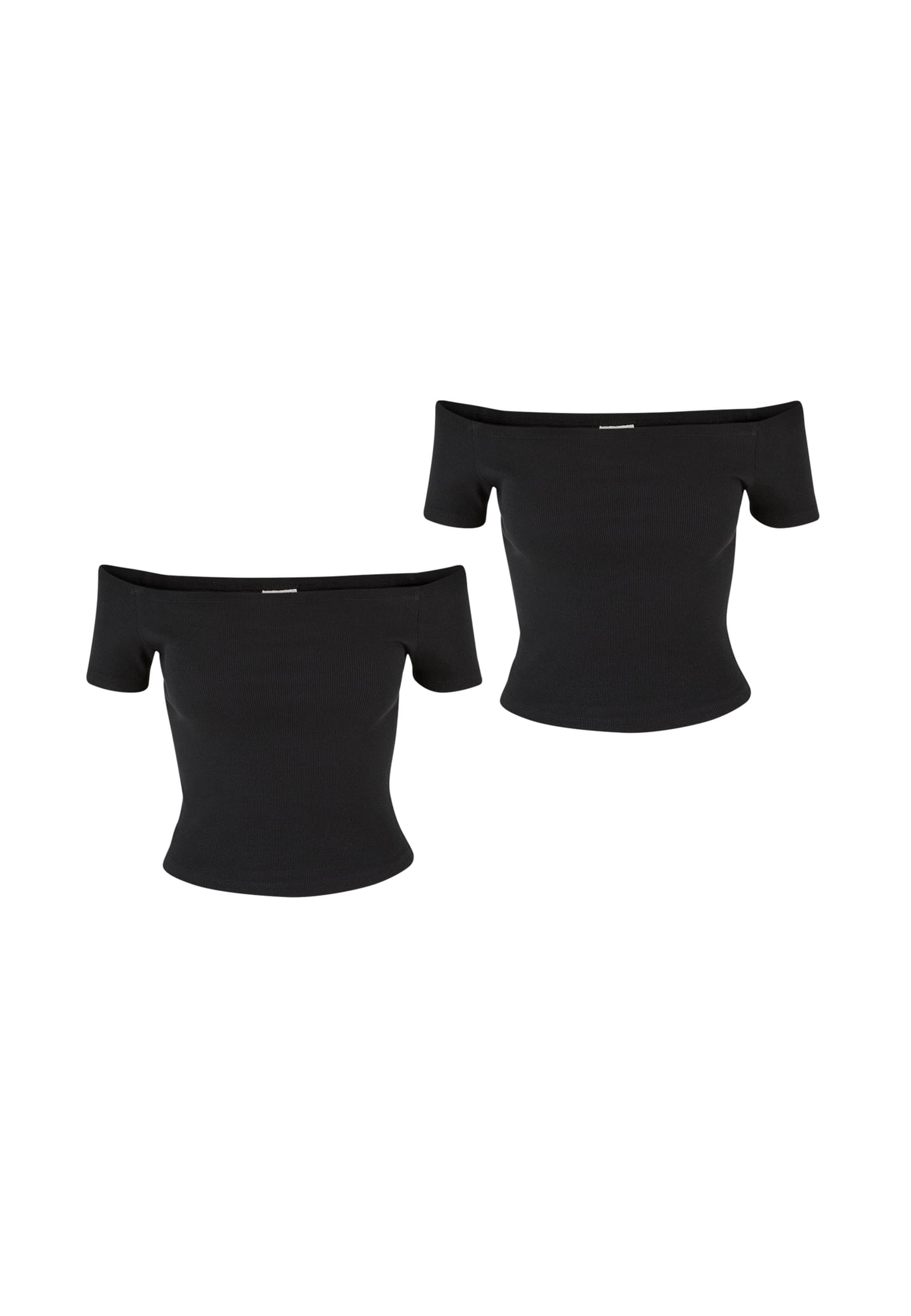 Women's Organic Off Shoulder Rib T-Shirt - 2 Pack Black+Black