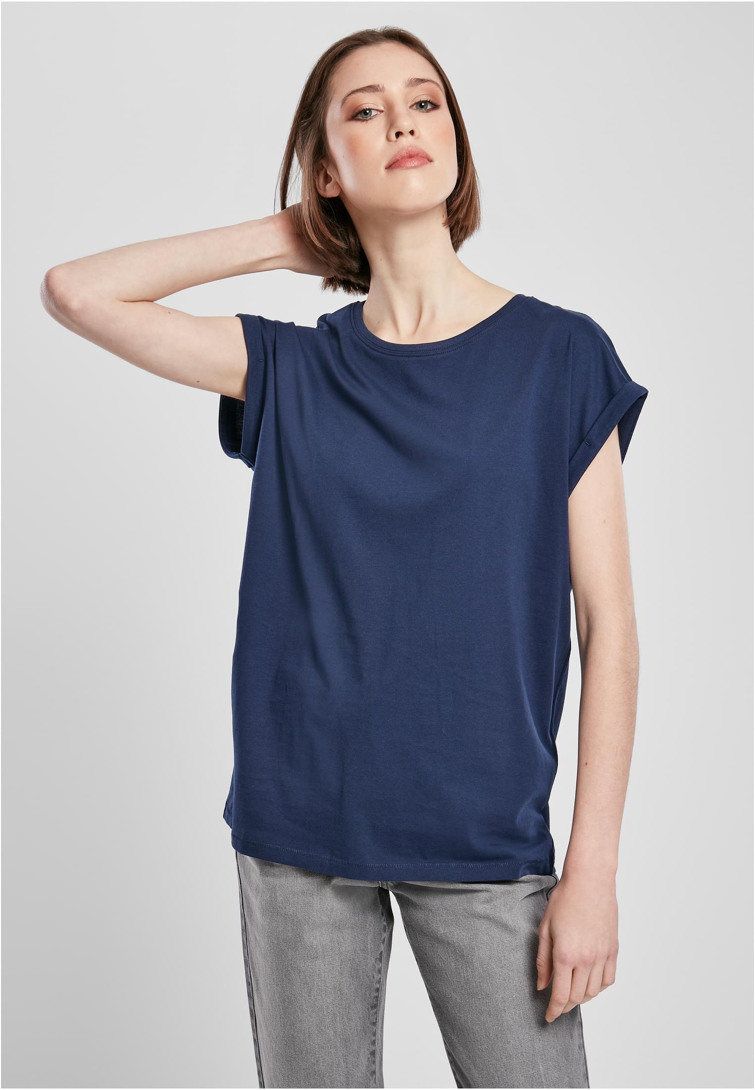 Doamnelor extended umăr Tee Darkblue