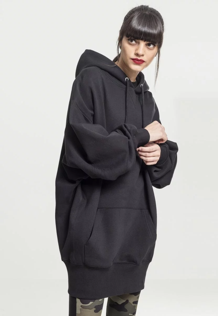 Doamnelor long oversize Hoody negru