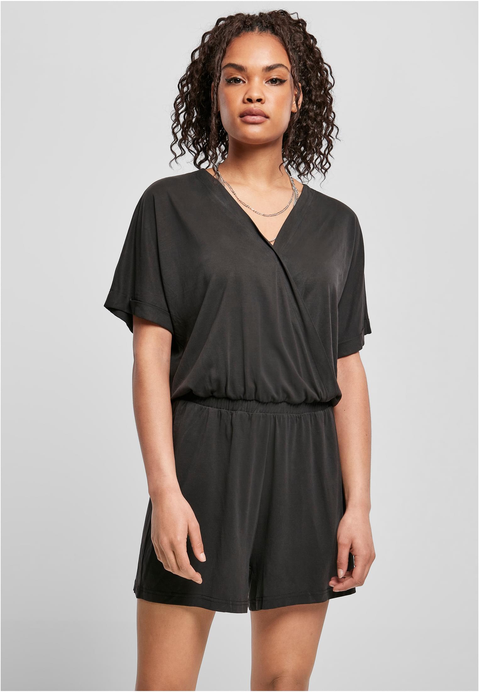 Womens short modal jumpsuit in black