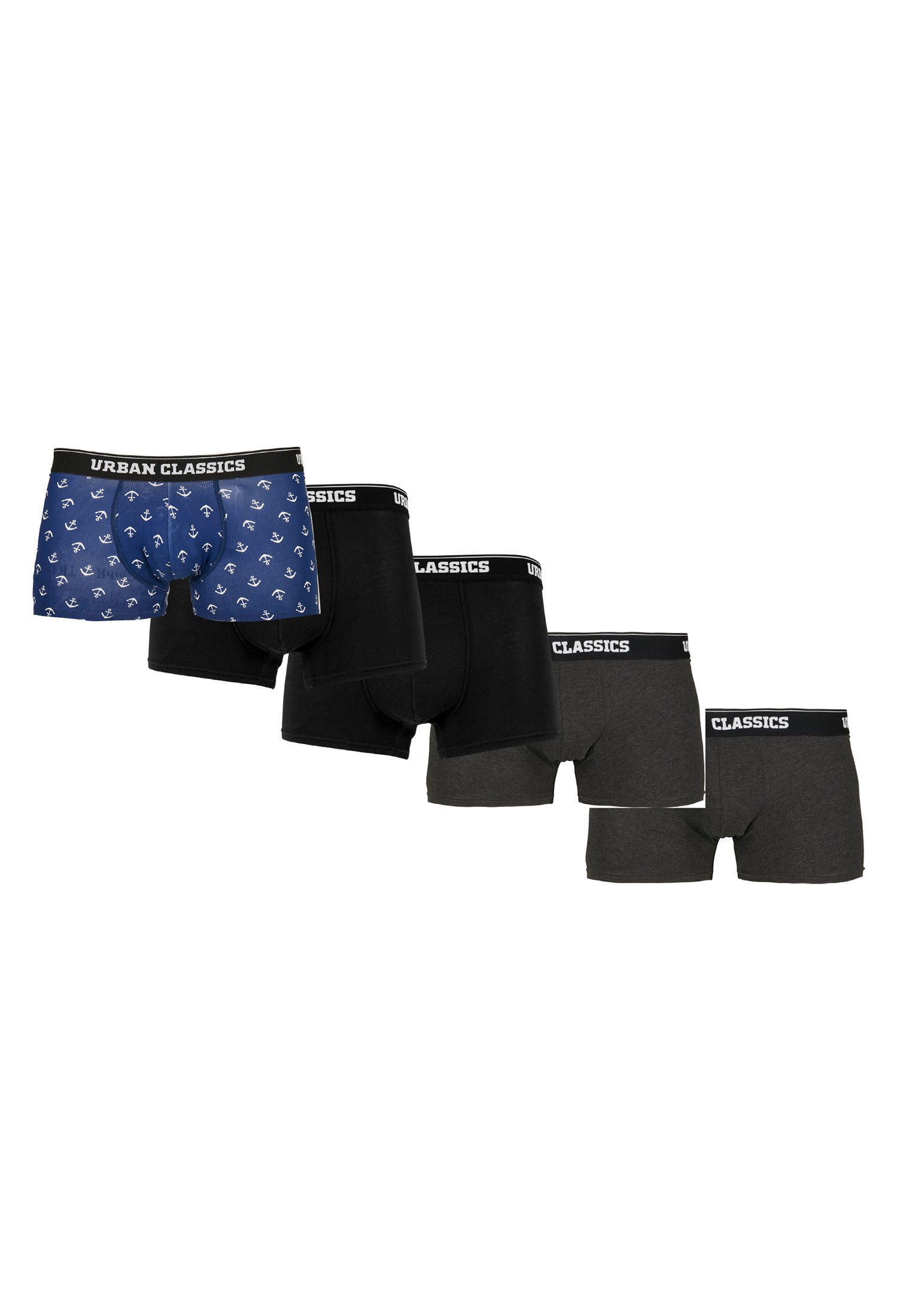 Pánské Boxerky 5-pack Kotva Aop+blk+blk+cha+cha