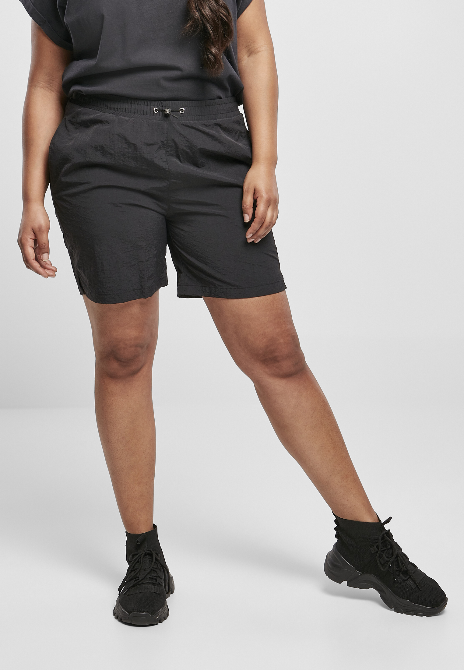 Women's Crinkle Nylon Shorts In Black