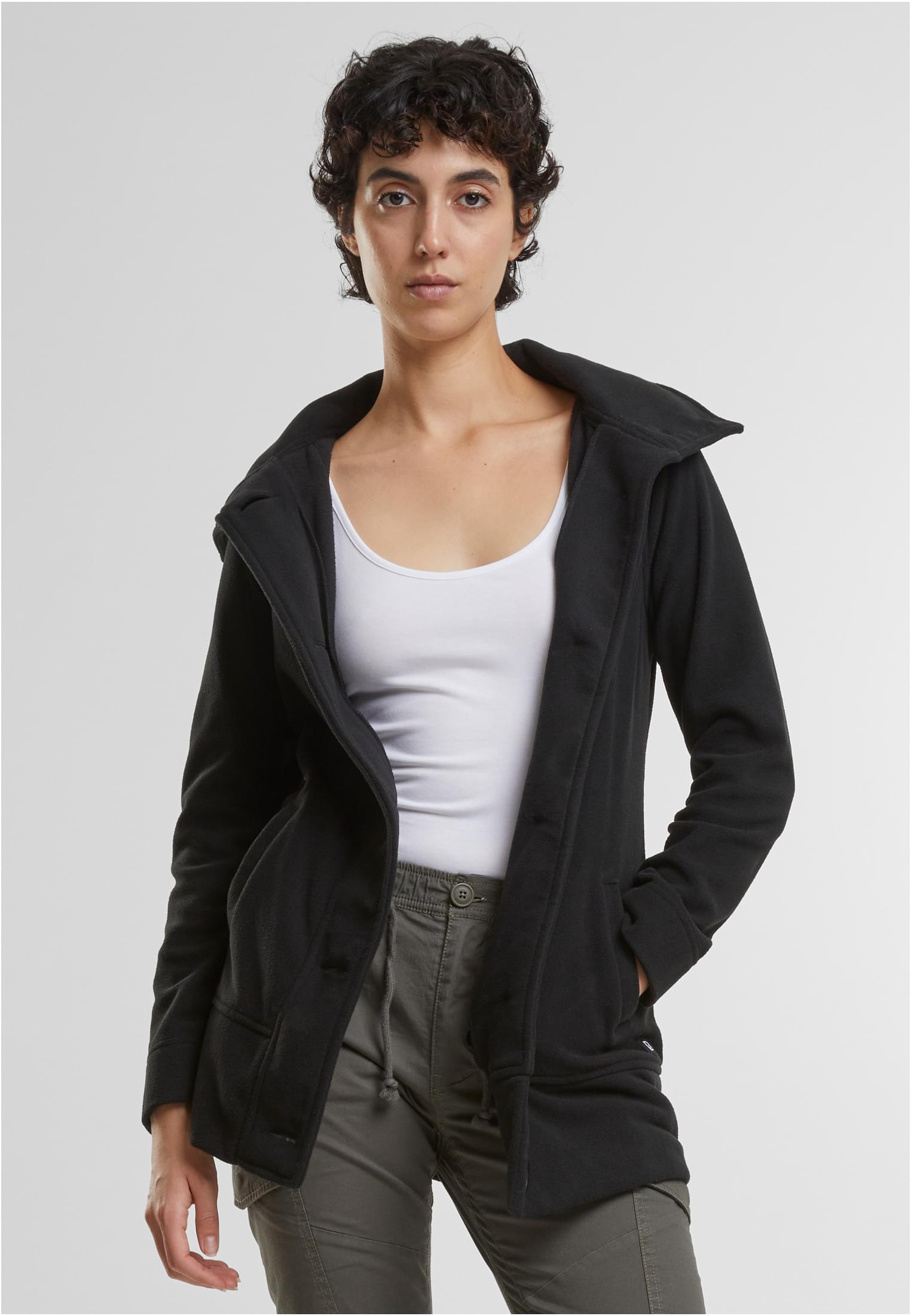 Women's square fleece jacket black