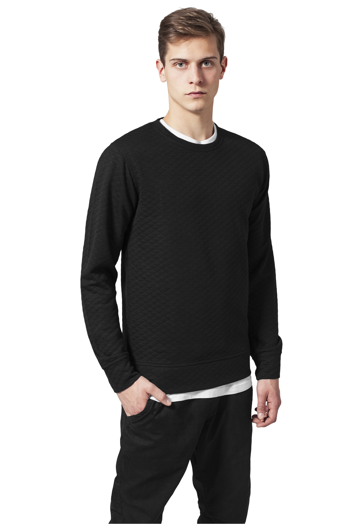 Diamond Quilt Crewneck Black