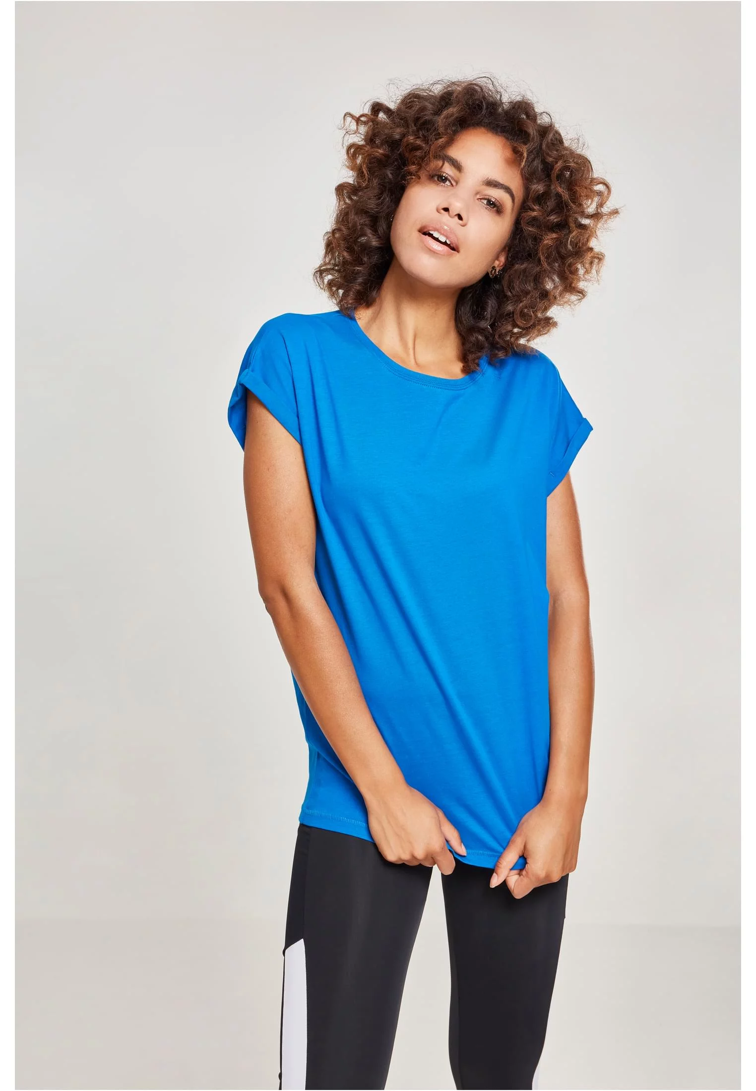 Women&#039;s T-shirt with extended shoulder light blue