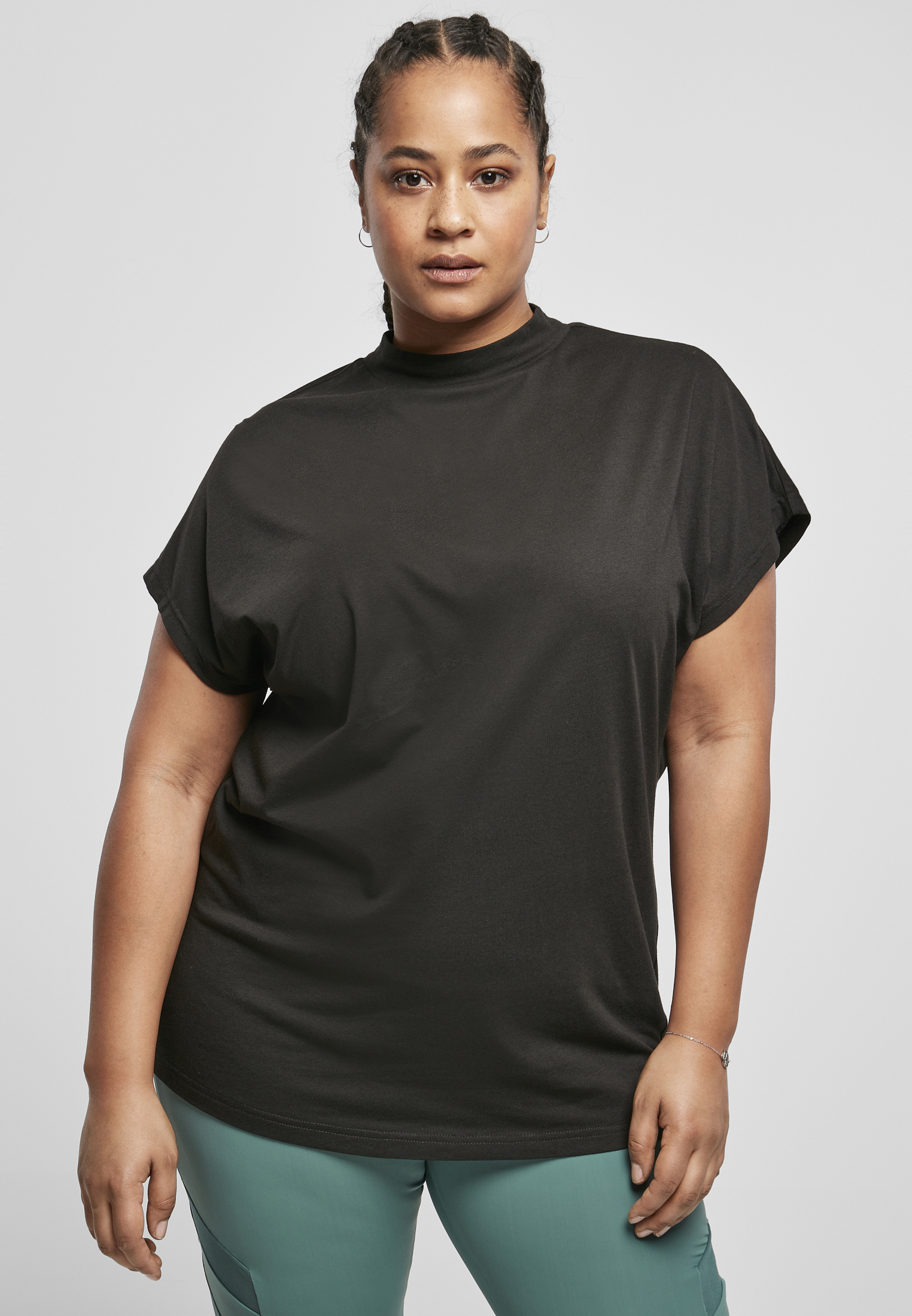 Doamnelor oversized Cut On Sleeve Viscose Tee Black