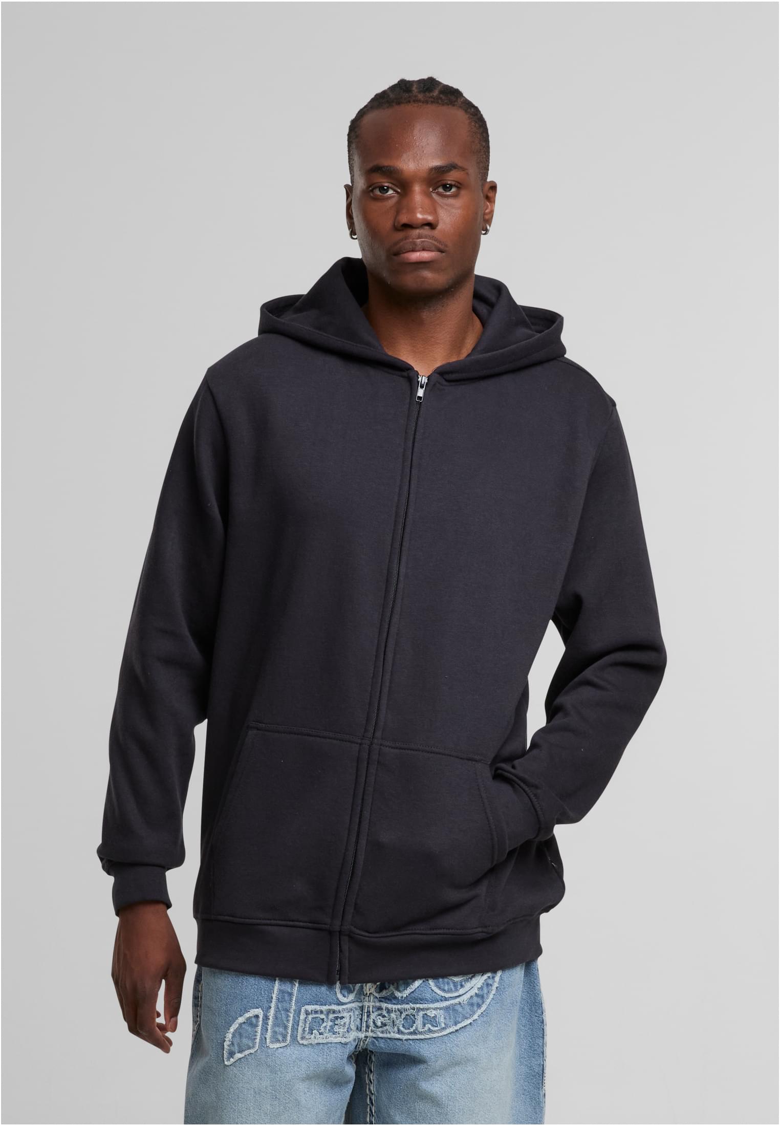 Basic Essential Zip Hoody navy
