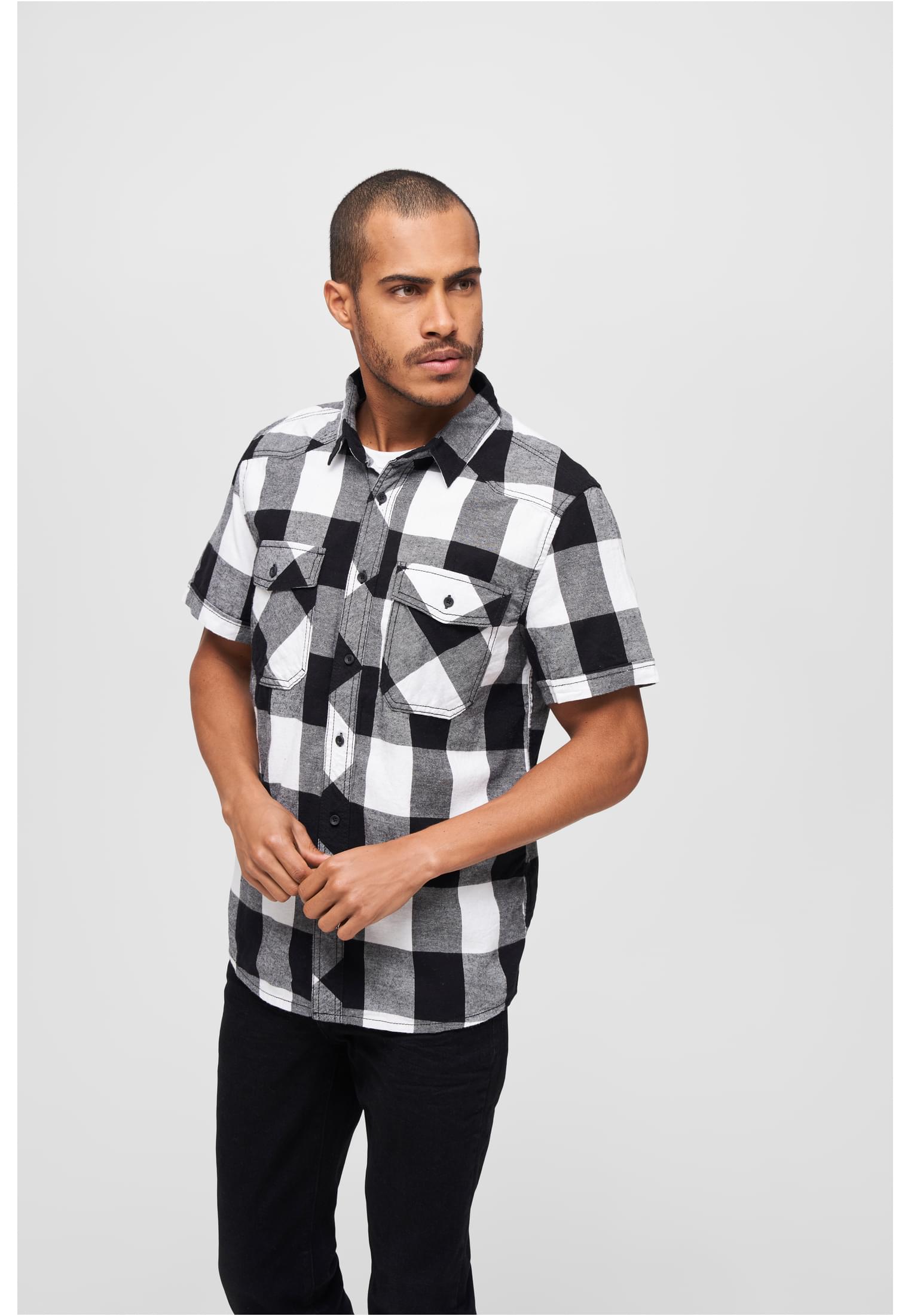 Shirt with half sleeves white/black