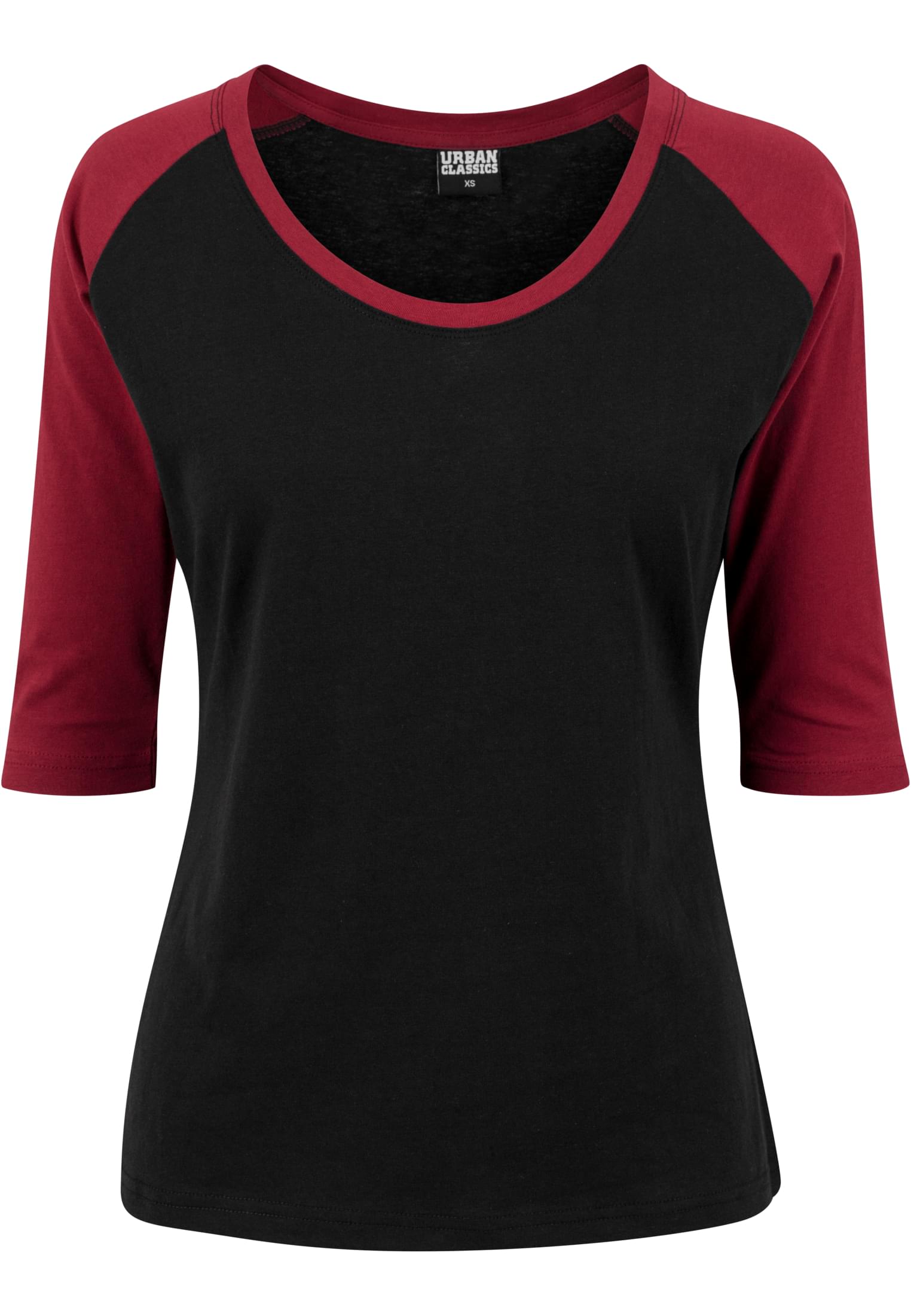 Doamnelor 3 / 4 Contrast Raglan Tee BLK / Burgundy
