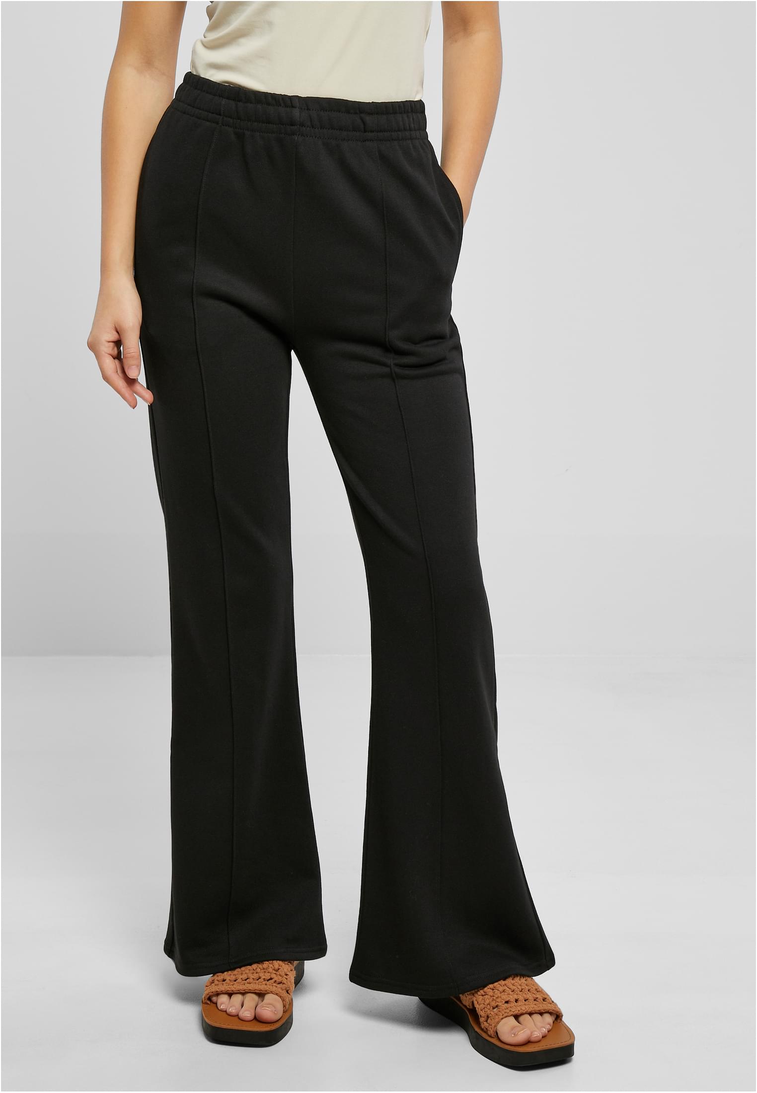 Women&#039;s Terry Flared Pin Tuck Pants Black