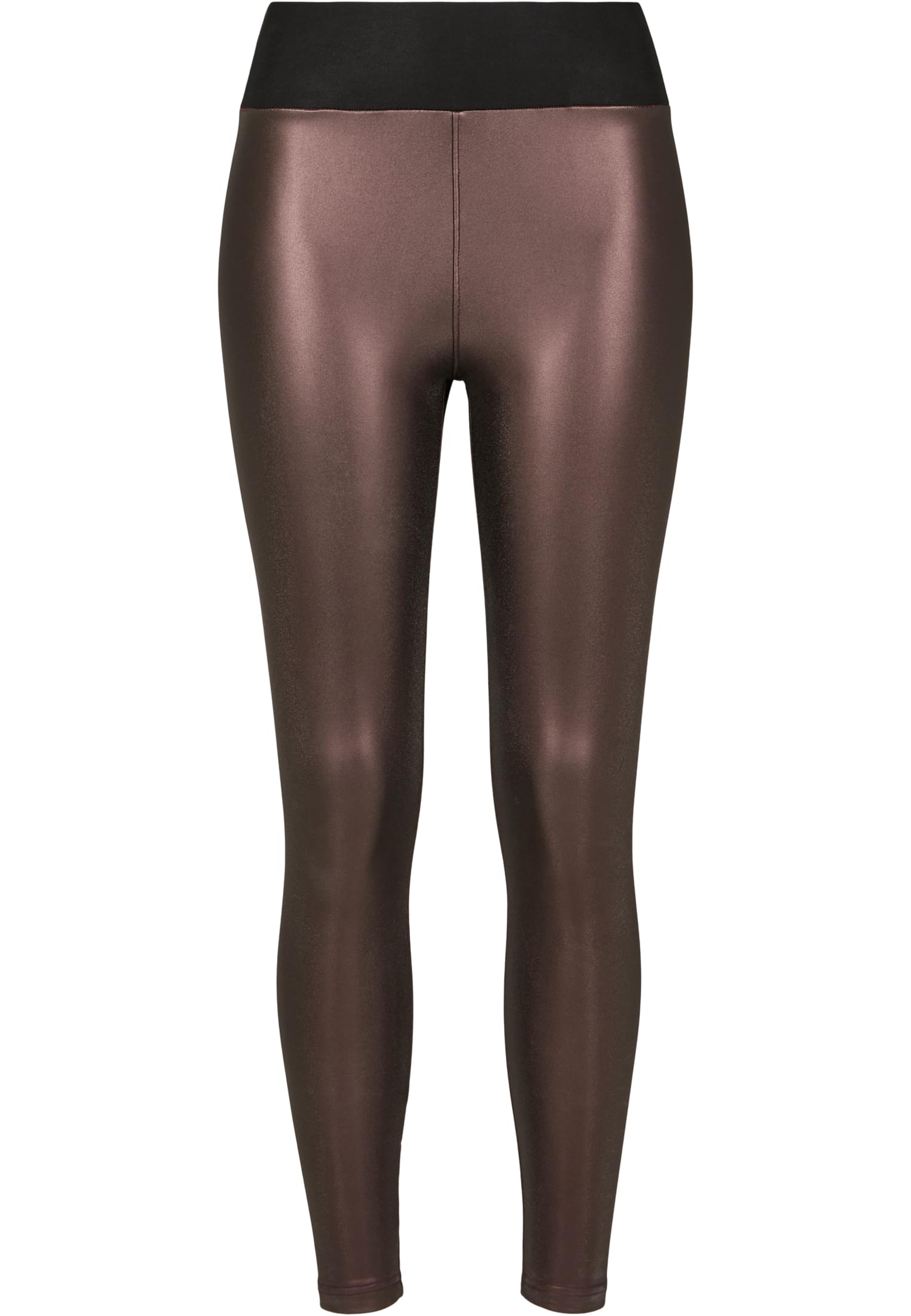 Women's high-waisted synthetic leather leggings in red