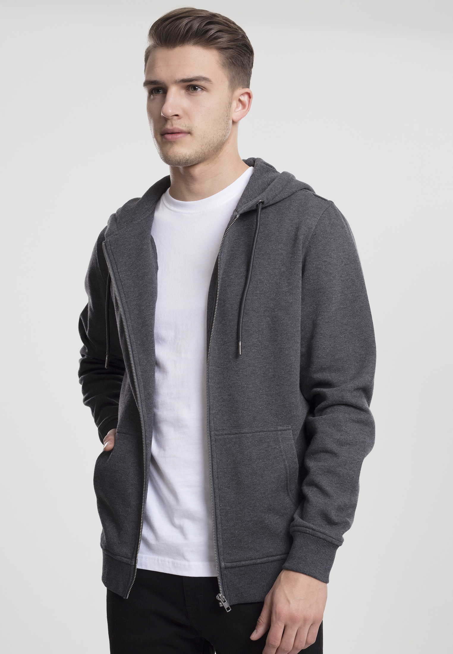 Basic Zipper Hoody Charcoal