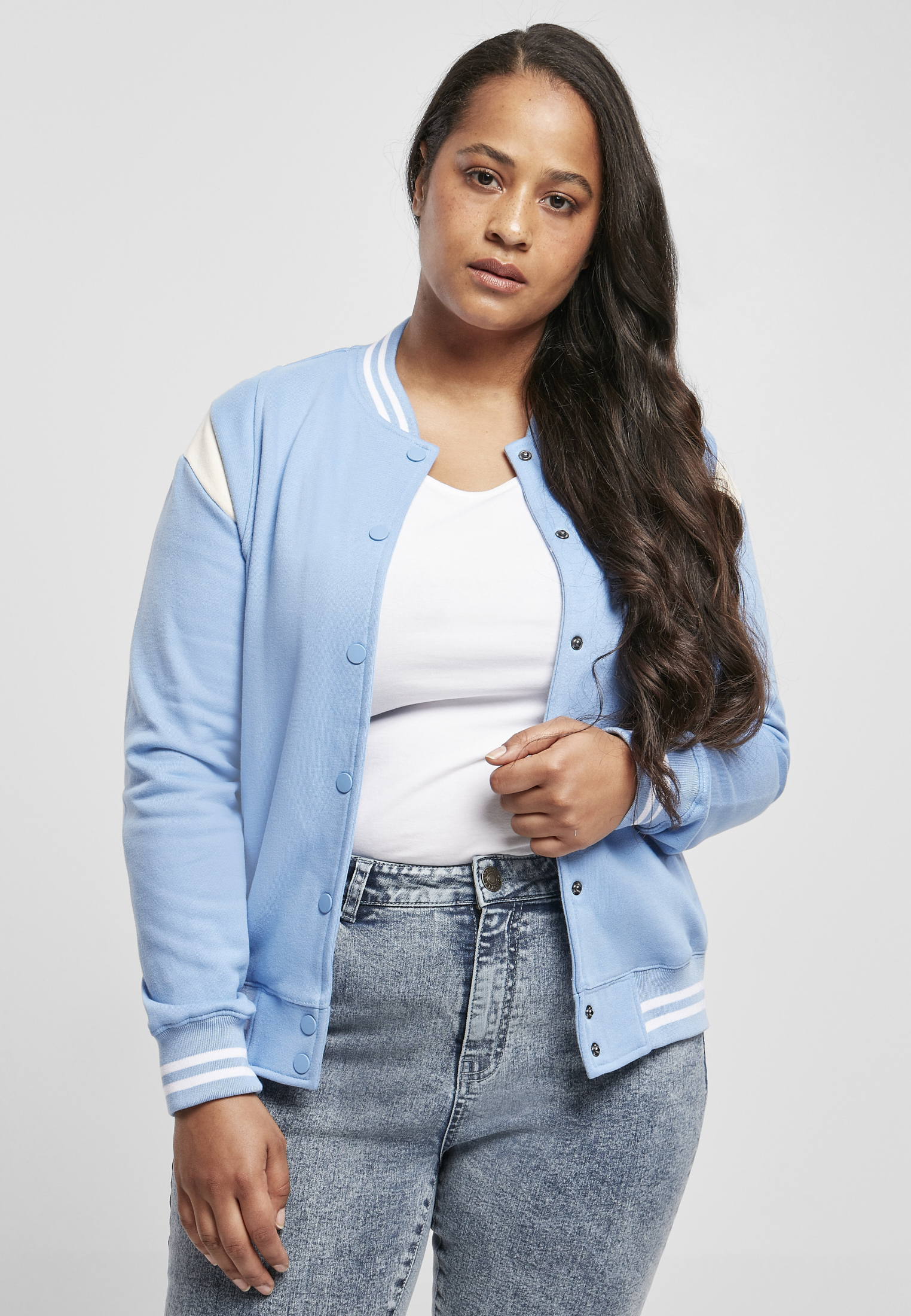 Doamnelor Inset Colegiul Sweat Jacket Clearwater / whitesand