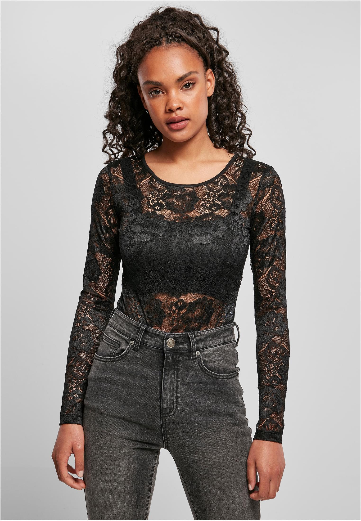 Women&#039;s Long Sleeve Lace Body Black