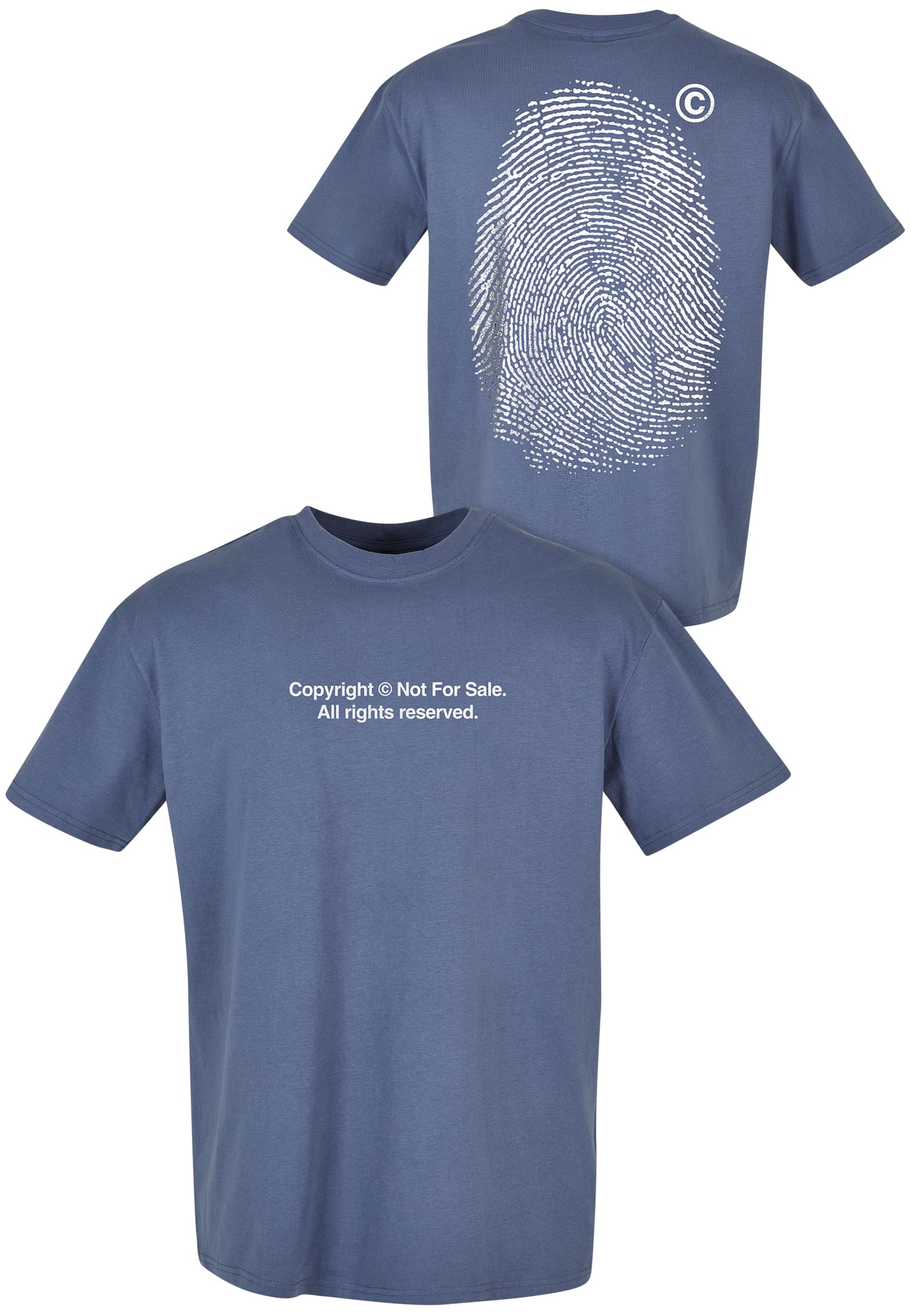 Oversized T-shirt with fingerprints, vintage blue