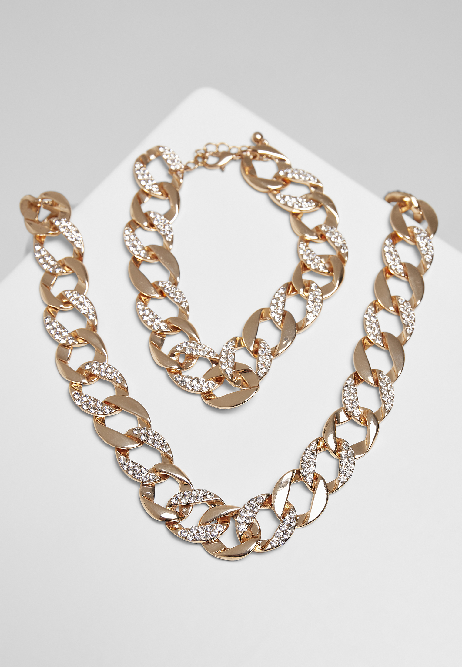 Basic Set Of Necklace And Bracelet - Gold Colors