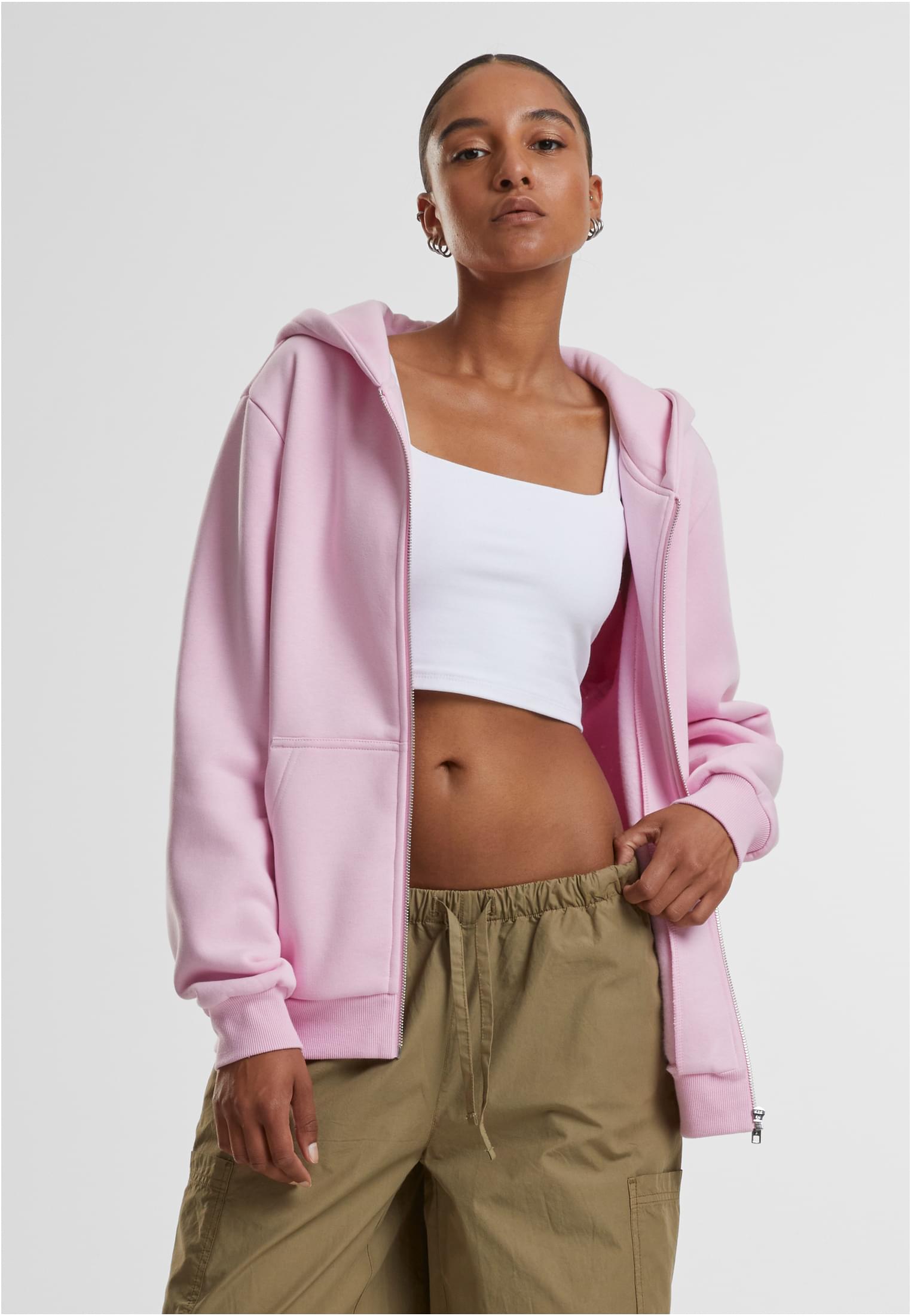 Women&#039;s zip-up hoodie Fluffy Hoody light pink