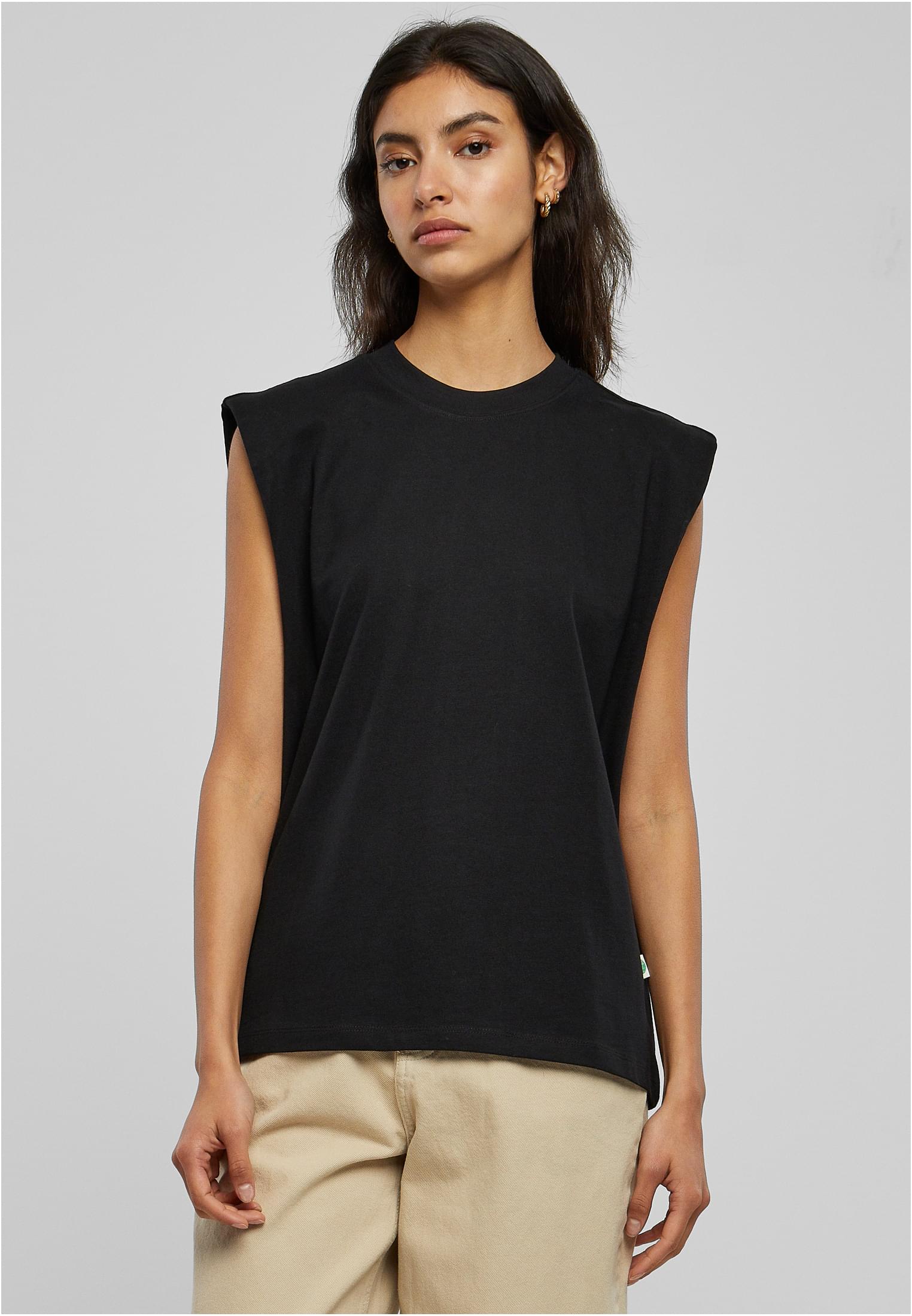 Women&#039;s organic tank top with heavy padded shoulder black
